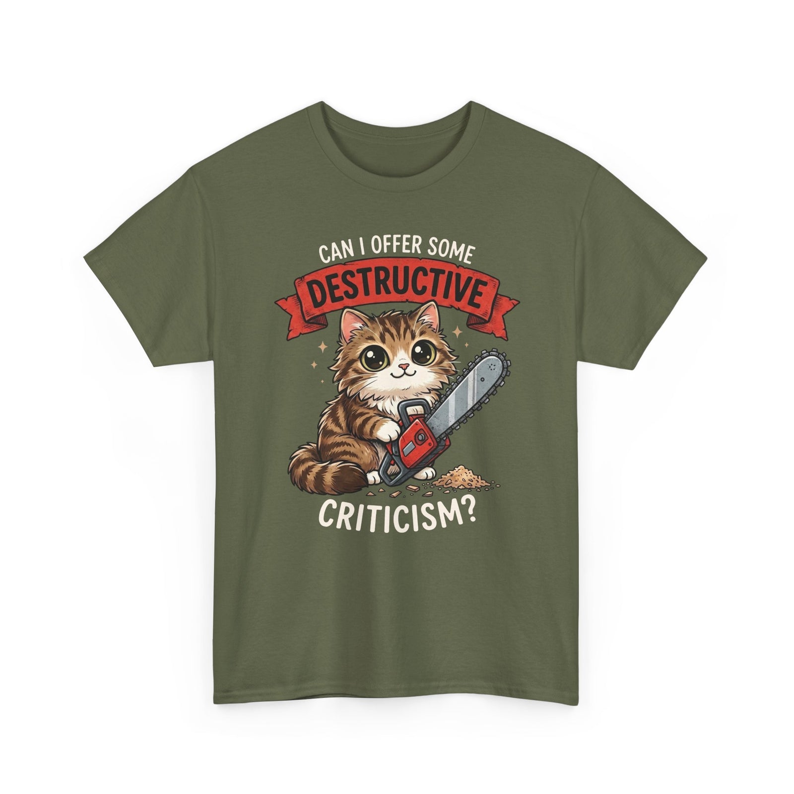 Funny Chainsaw Cat T-Shirt Graphic Cat with Chainsaw Tee