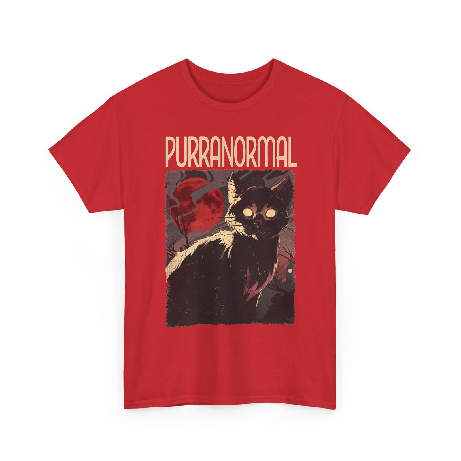 Purranormal Black Cat T-Shirt — Spooky Blood Moon Ghost Cat Tee