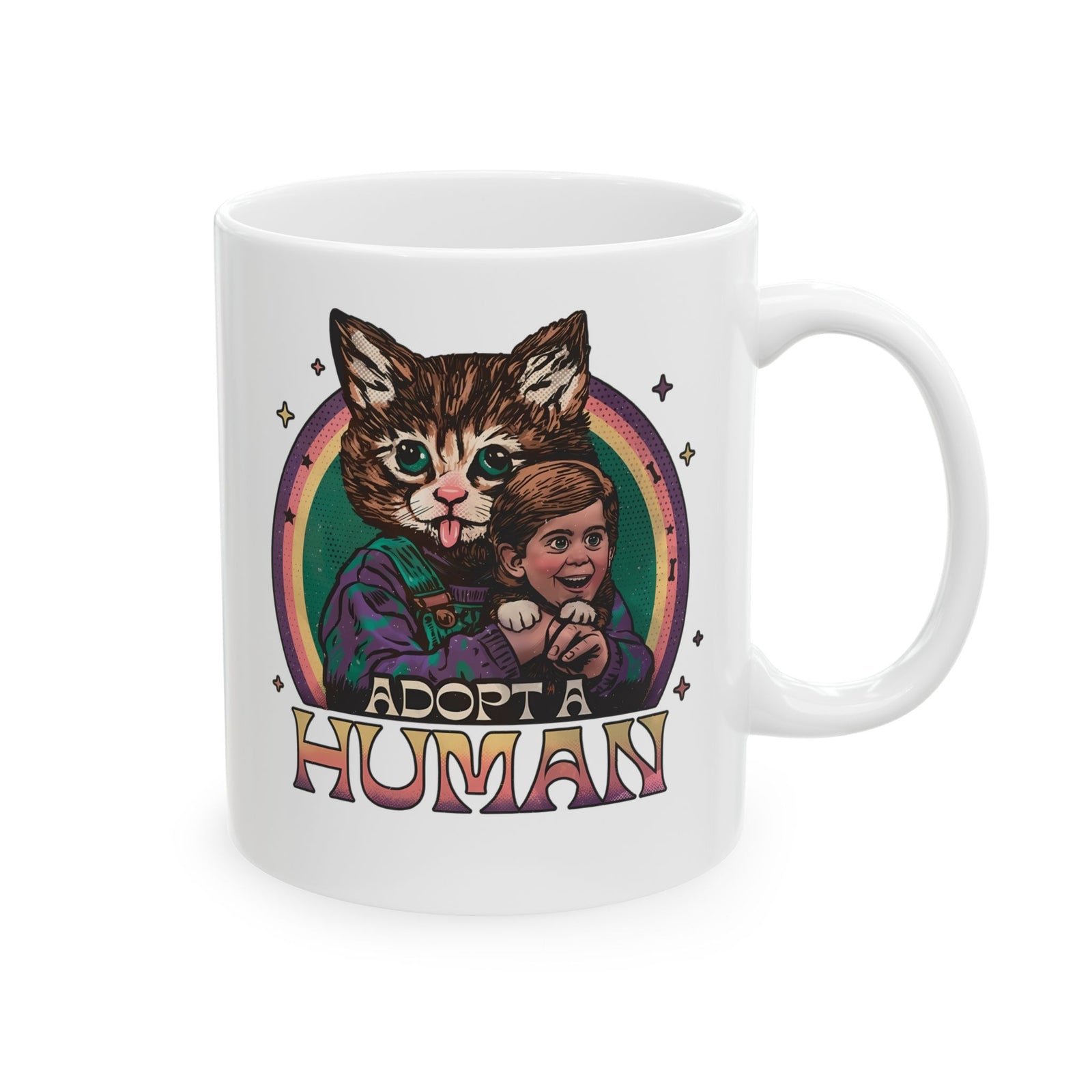 Adopt a Human Funny Cat Ceramic Mug