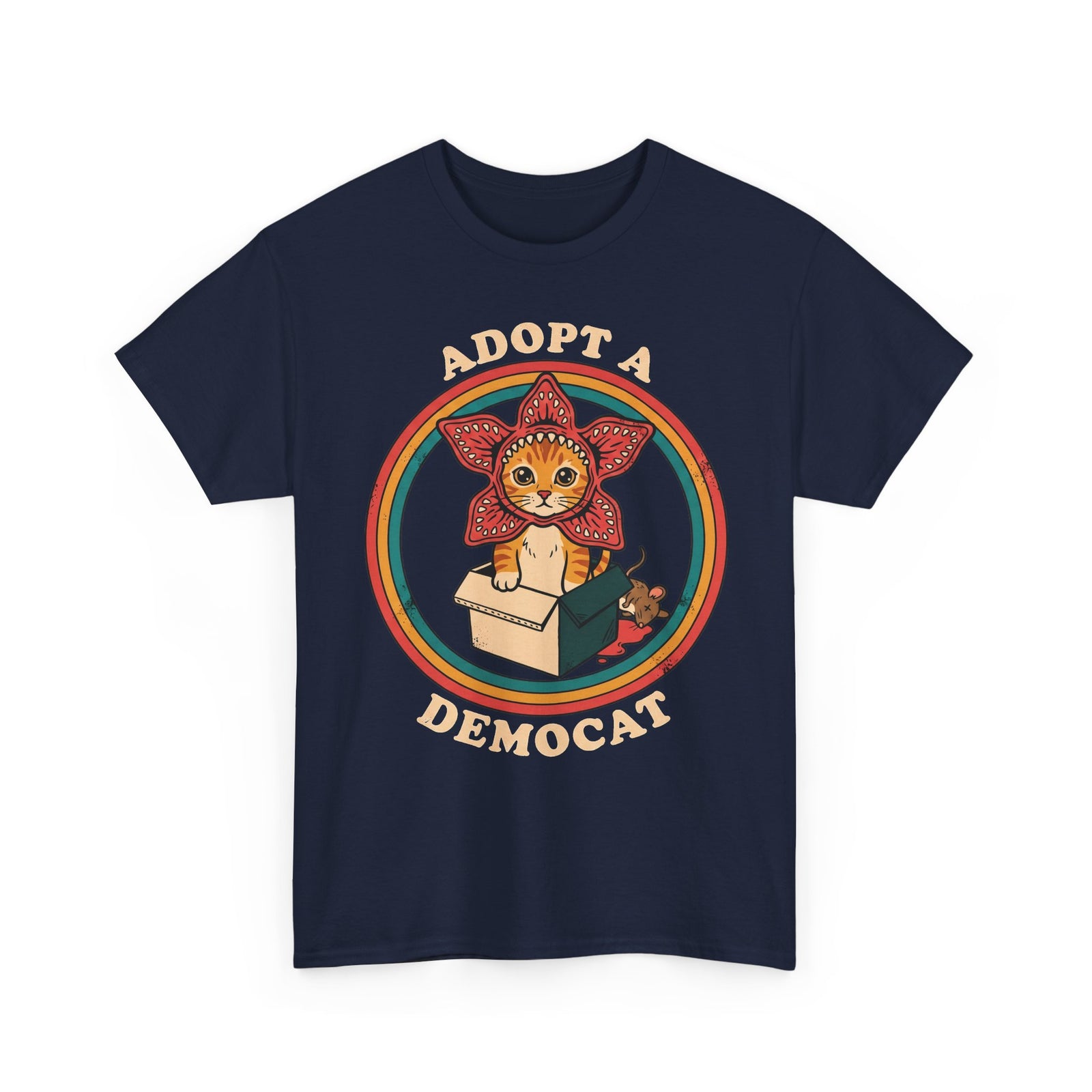 Adopt A Democat T-Shirt — Stranger Things Parody Orange Tabby Tee