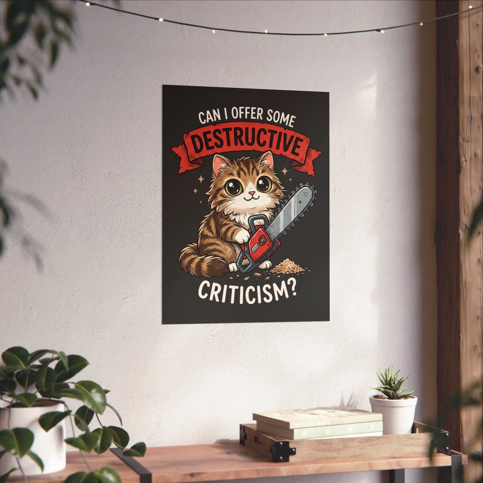 Funny Chainsaw Cat Poster Graphic Cat with Chainsaw Poster