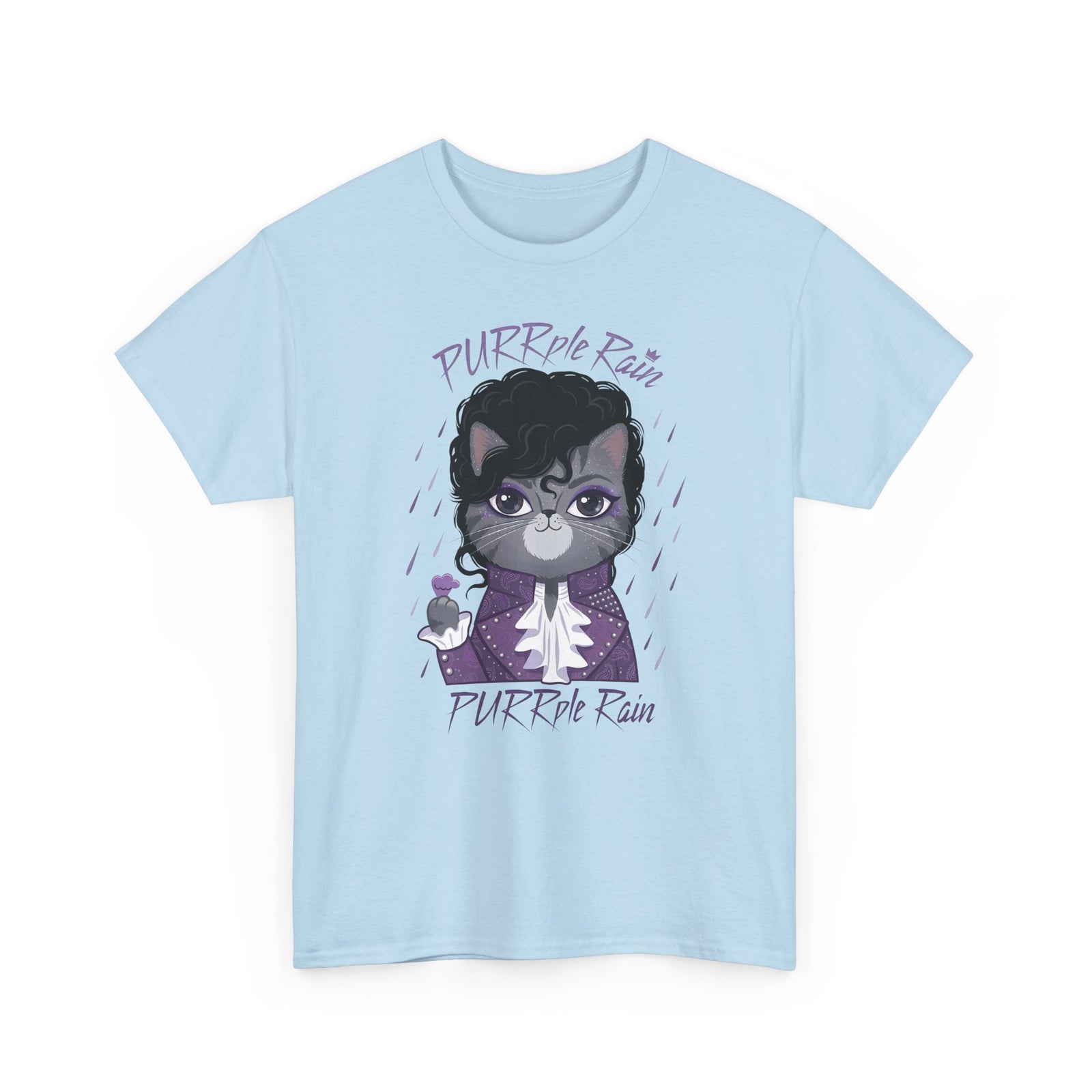 Purrple Rain Cat Parody T-Shirt — Cute Cat 'Purrple Rain' Graphic Tee