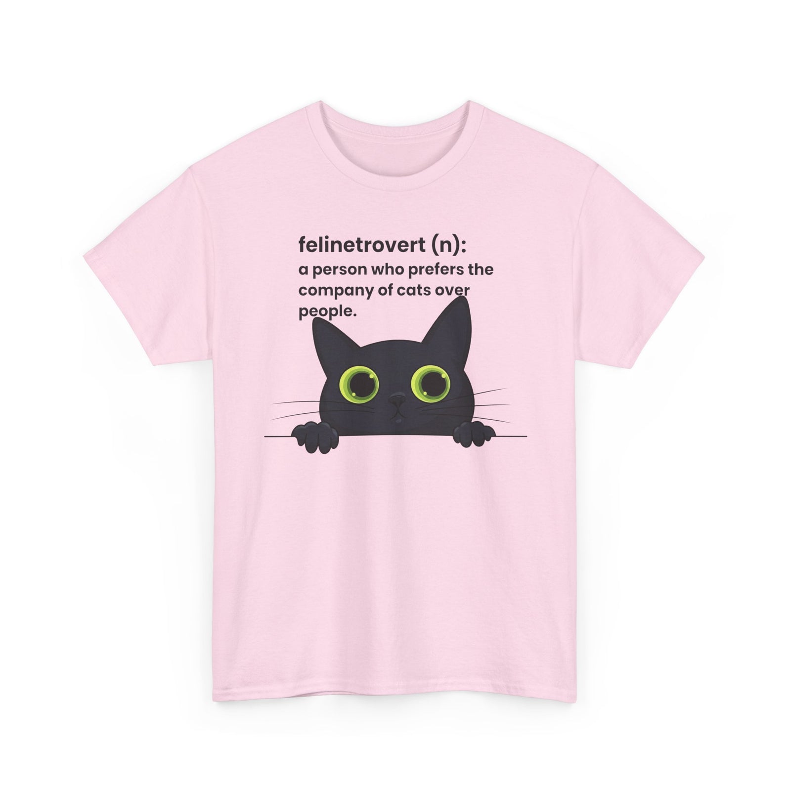 Feline-trovert Cat Lover T-Shirt – "felinetrovert (n): a person who prefers the company of cats over people"