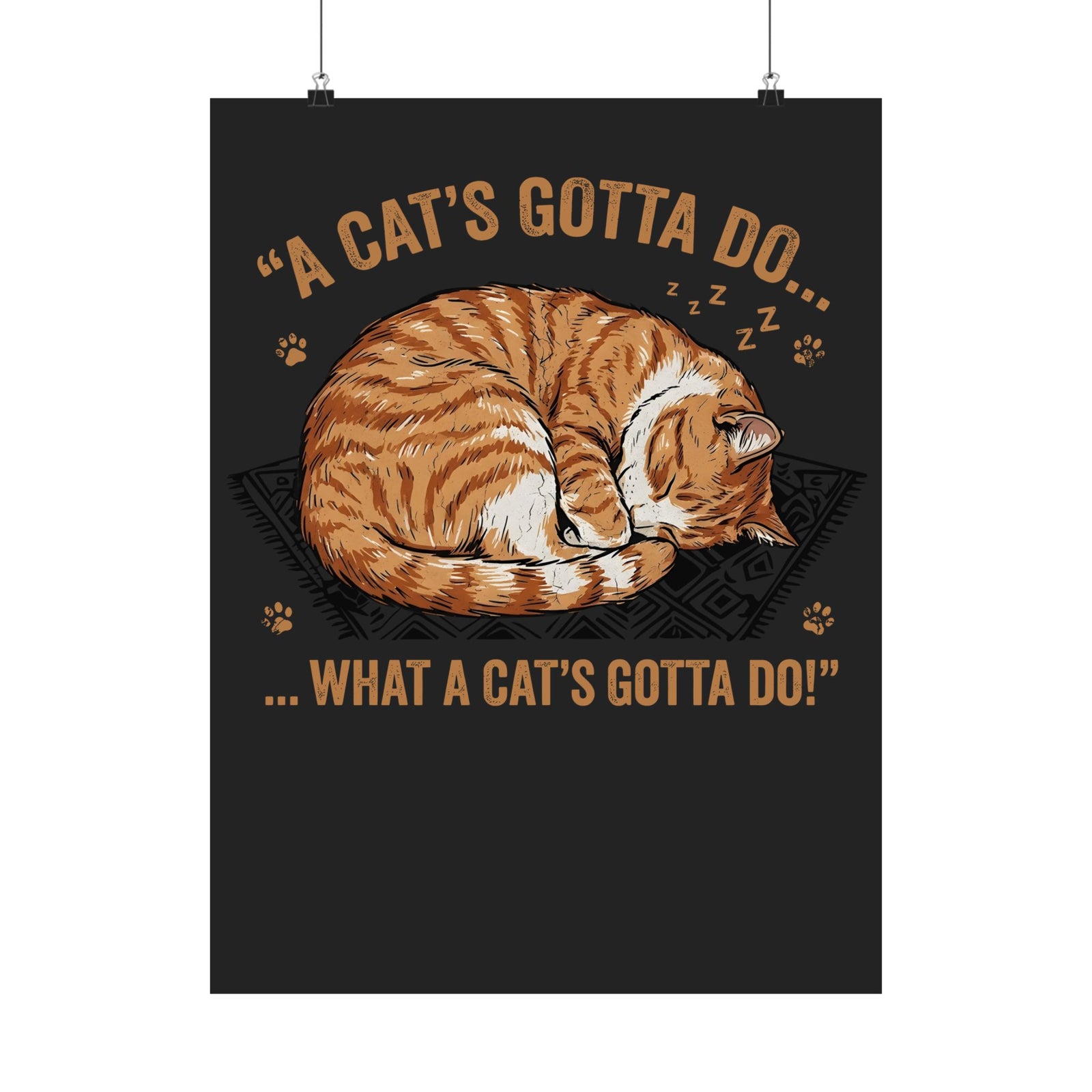 Cat Lover Poster — Sleeping Cat Graphic Poster