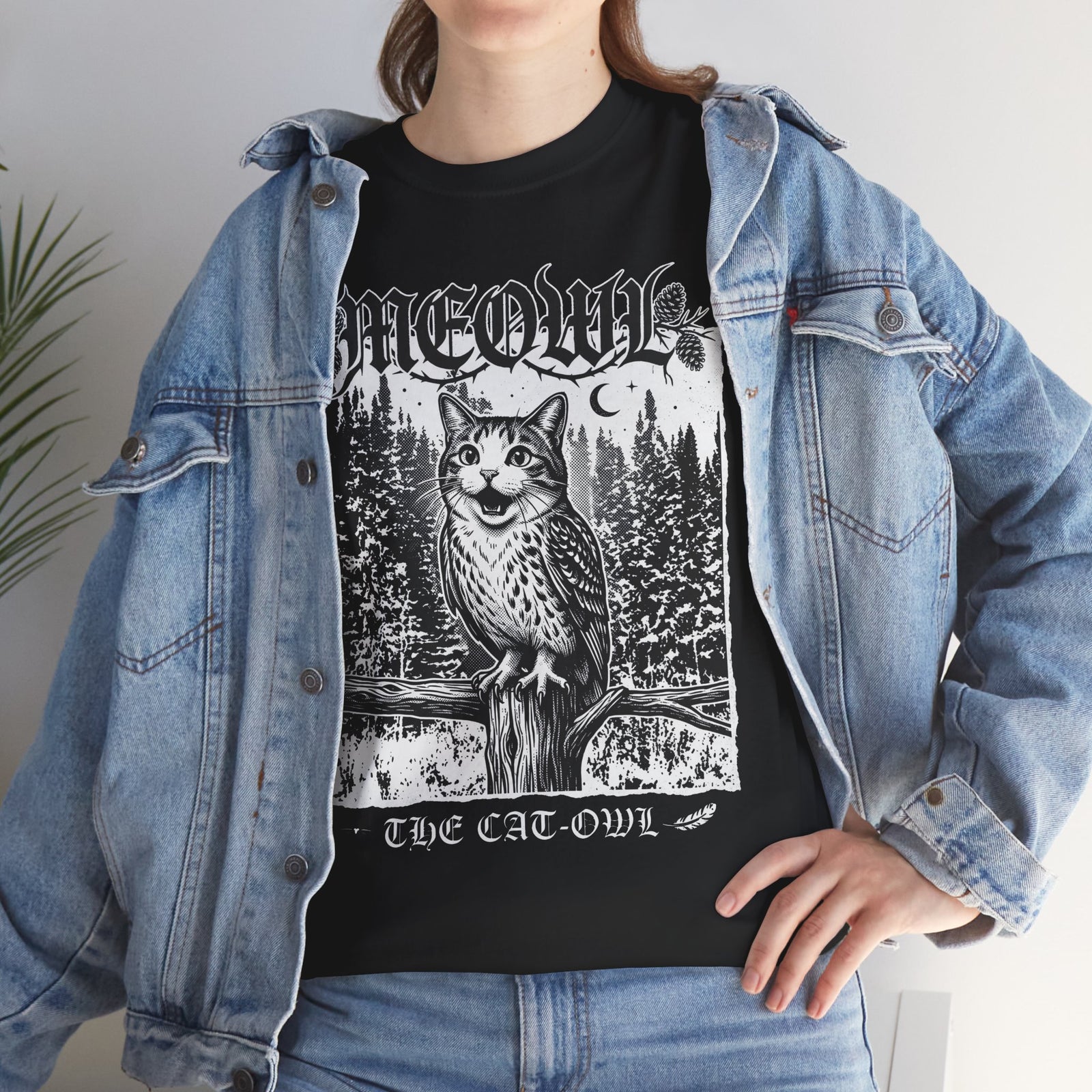 Funny "Meowl the Cat Owl" T‑Shirt