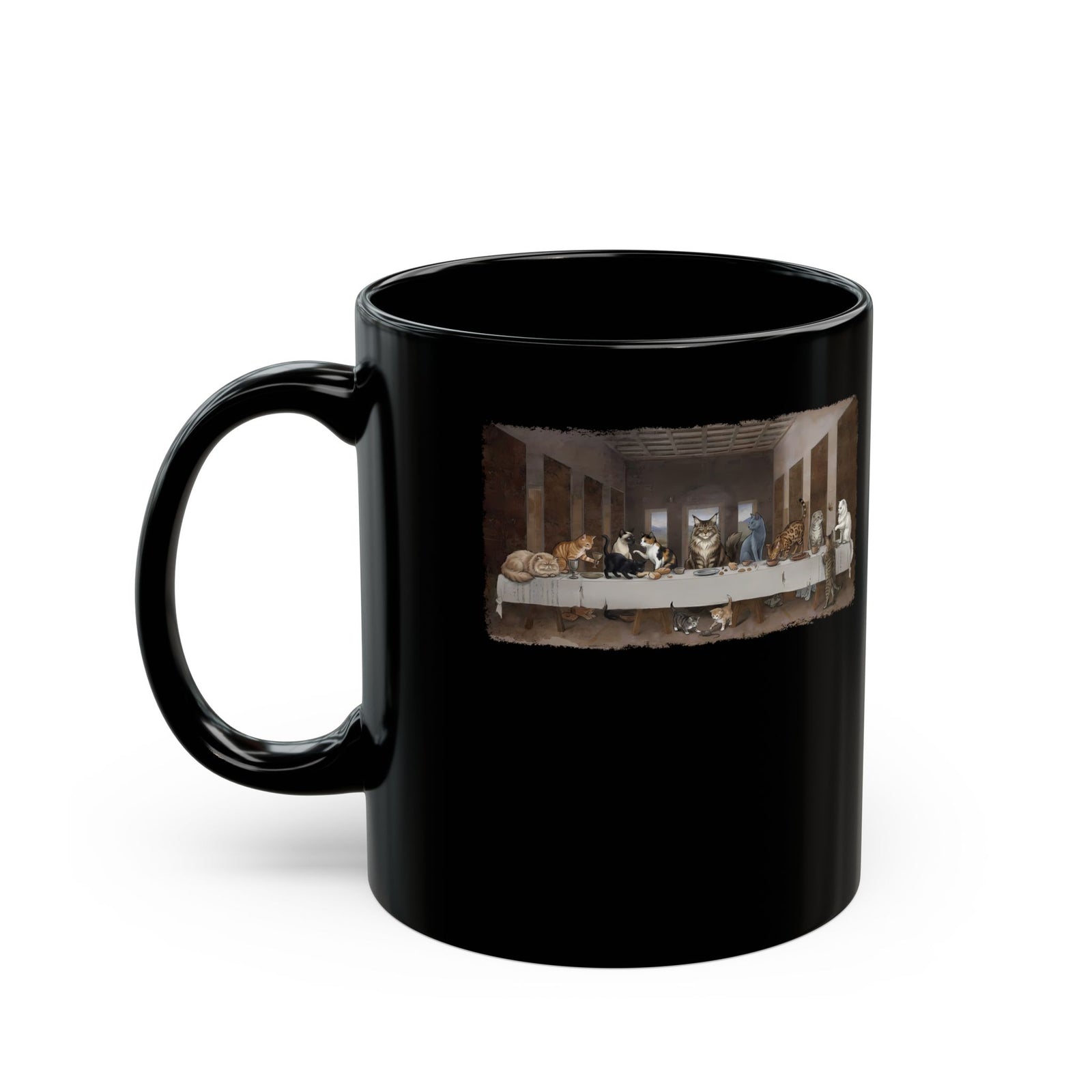 The Cat Supper Black Mug