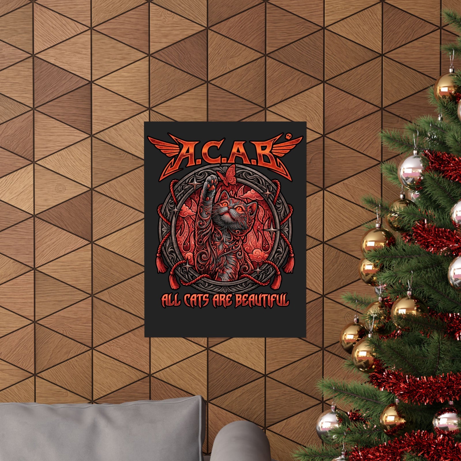 ACAB All Cats Are Beautiful Poster — Heavy Metal Punk Feline Graphic Poster