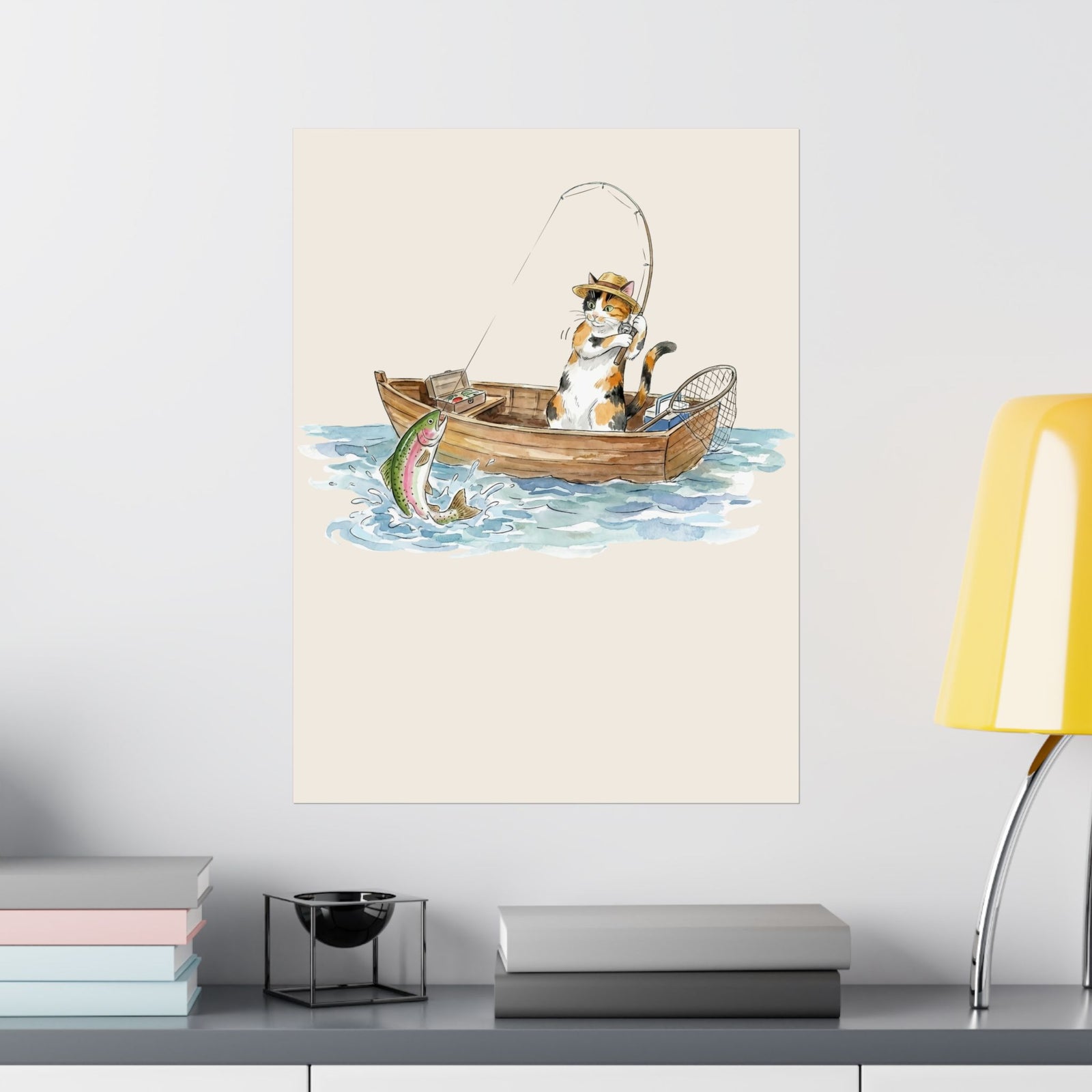 Cat Fishing Poster — Funny Fishing Cat Graphic Poster