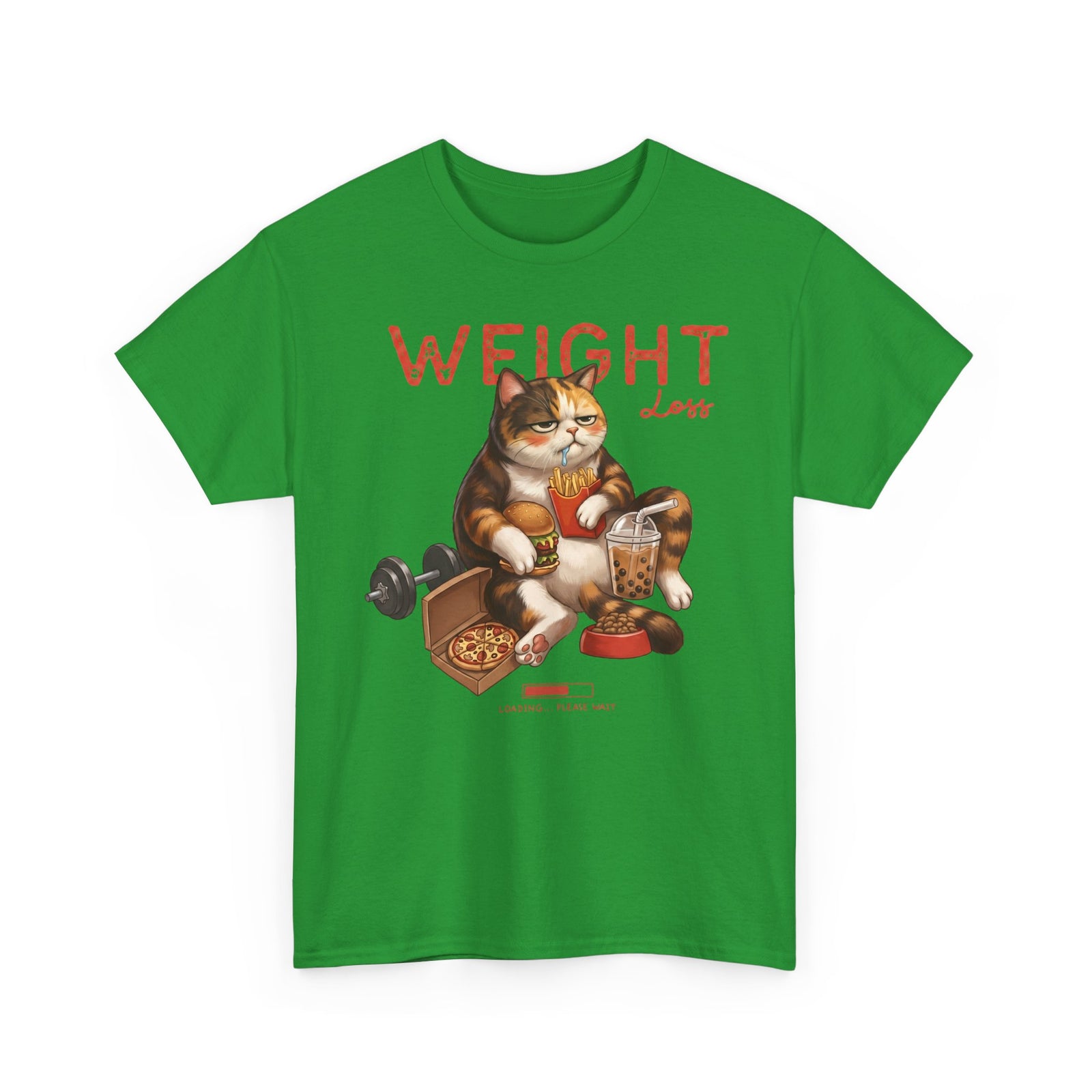 Weight Loss Loading Funny Cat T-Shirt — Chubby Calico Junk Food Tee