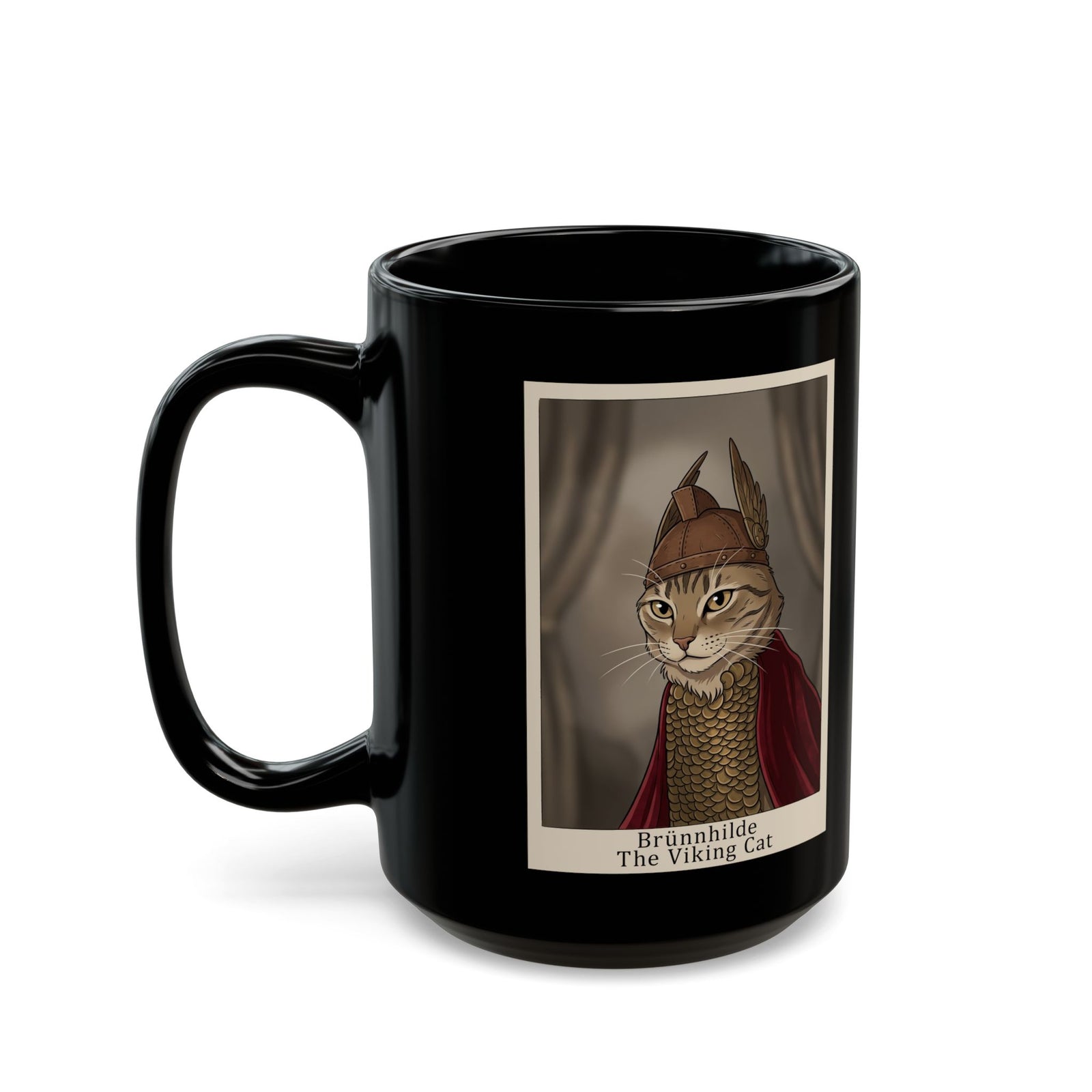 Brünnhilde The Viking Cat Black Mug