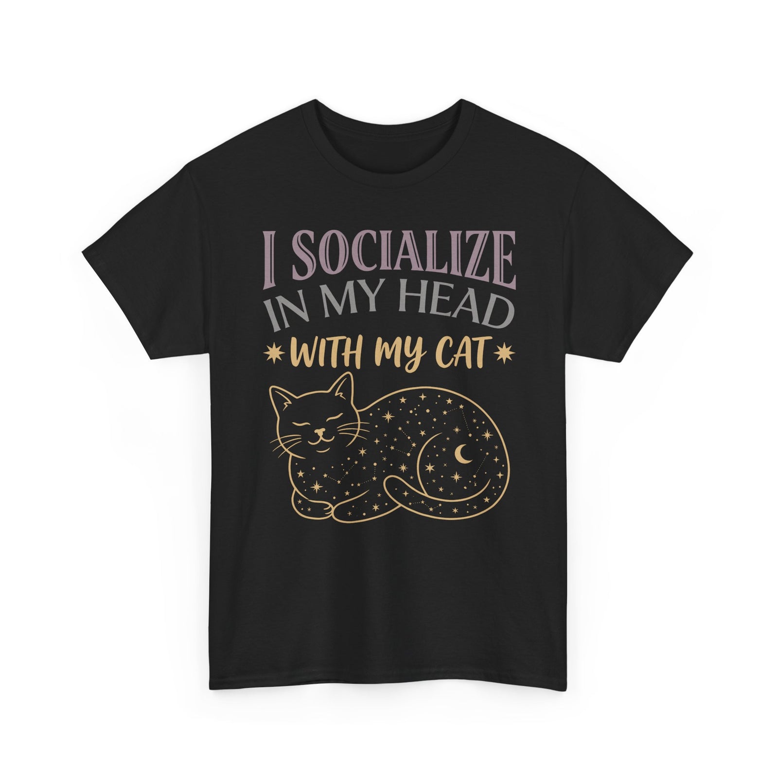 I Socialize in My Head With My Cat T-Shirt — Funny Cat Lover Tee