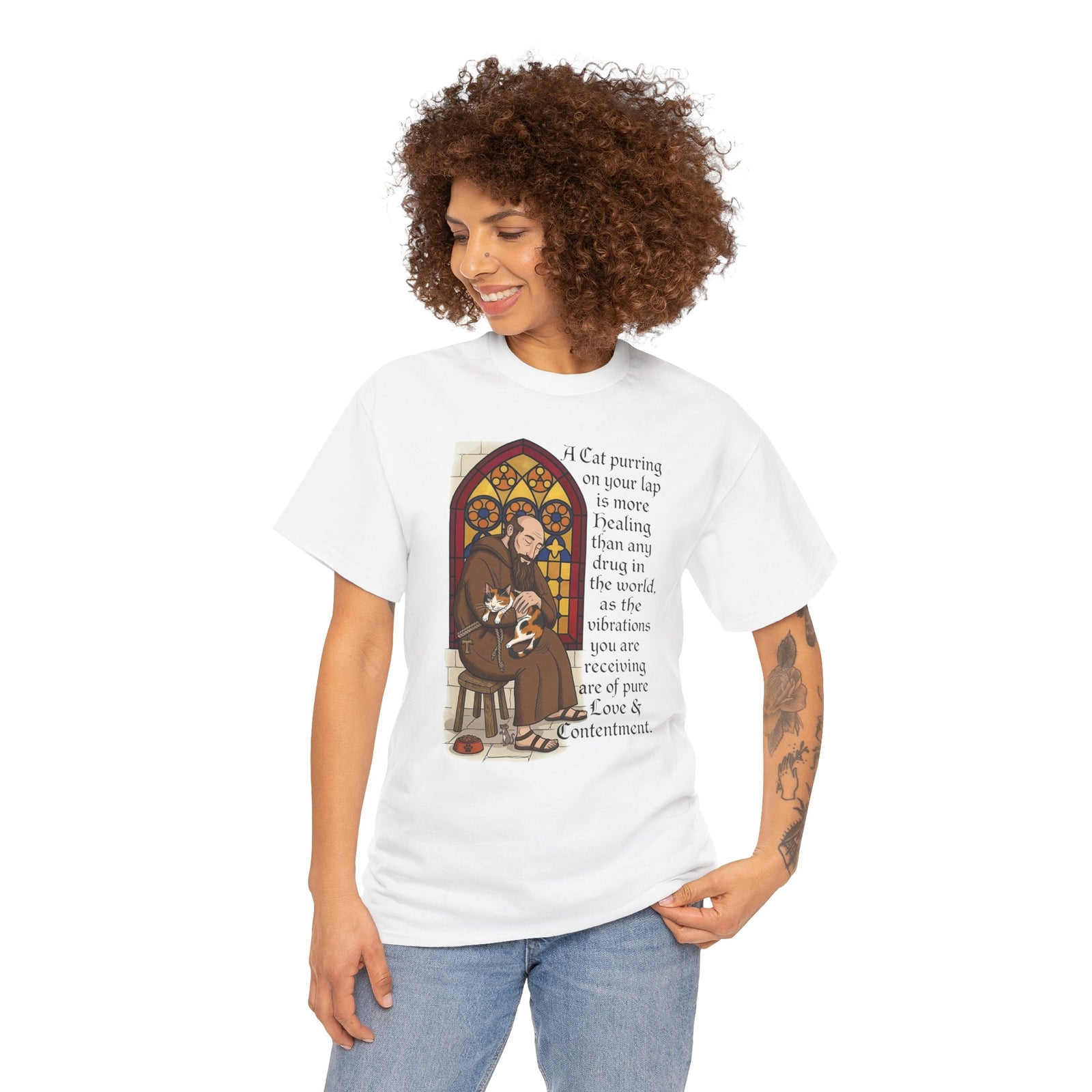 Saint Anthony the Abbot T-Shirt — Patron Saint of Animals with Cats Graphic