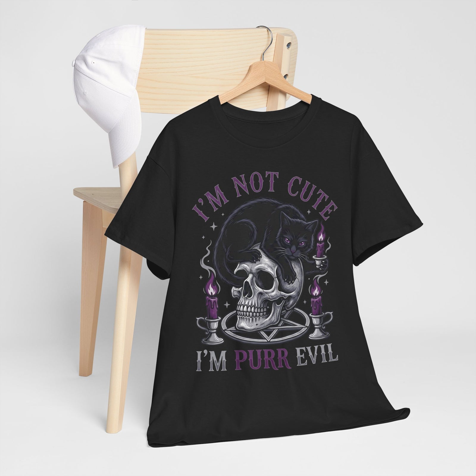 I'm Not Cute I'm Purr Evil T-Shirt – Gothic Cat Skull Tee