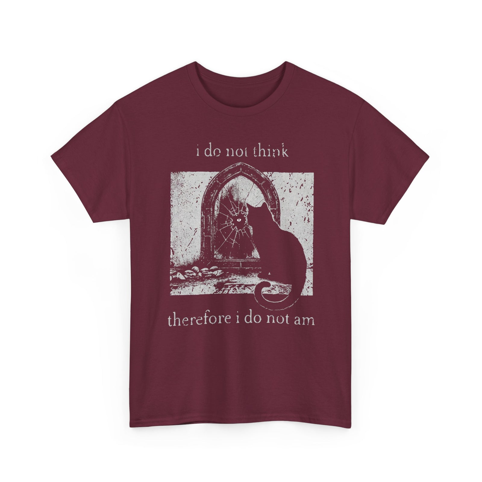 Vintage Black Cat T-Shirt — "I Do Not Think Therefore I Do Not Am"