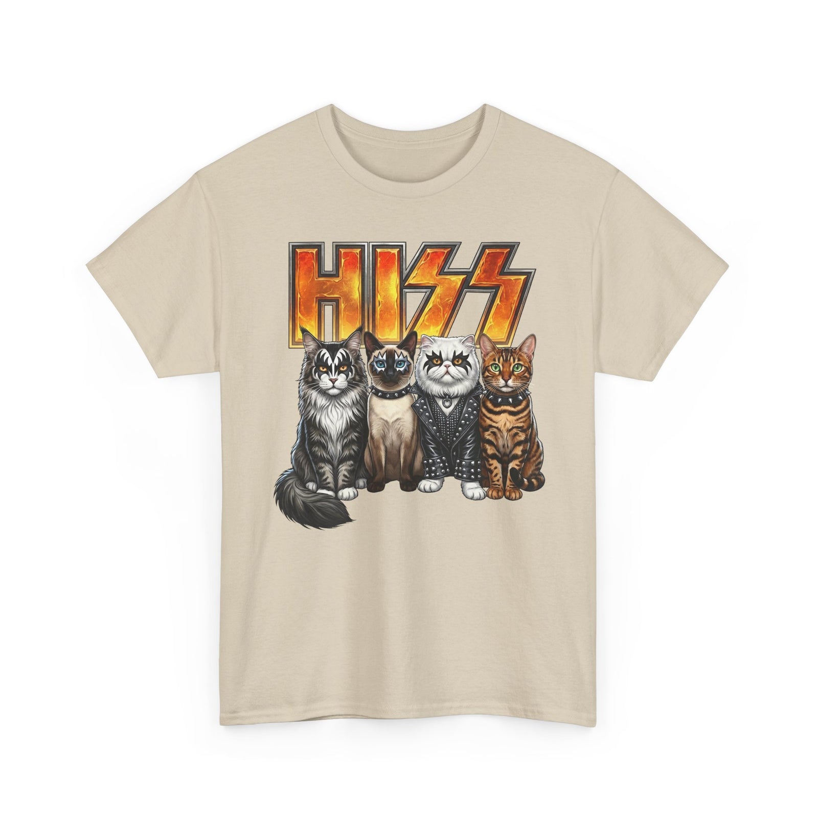 Heavy Metal Cat Hiss T-Shirt — Retro Rock Cat Graphic Tee