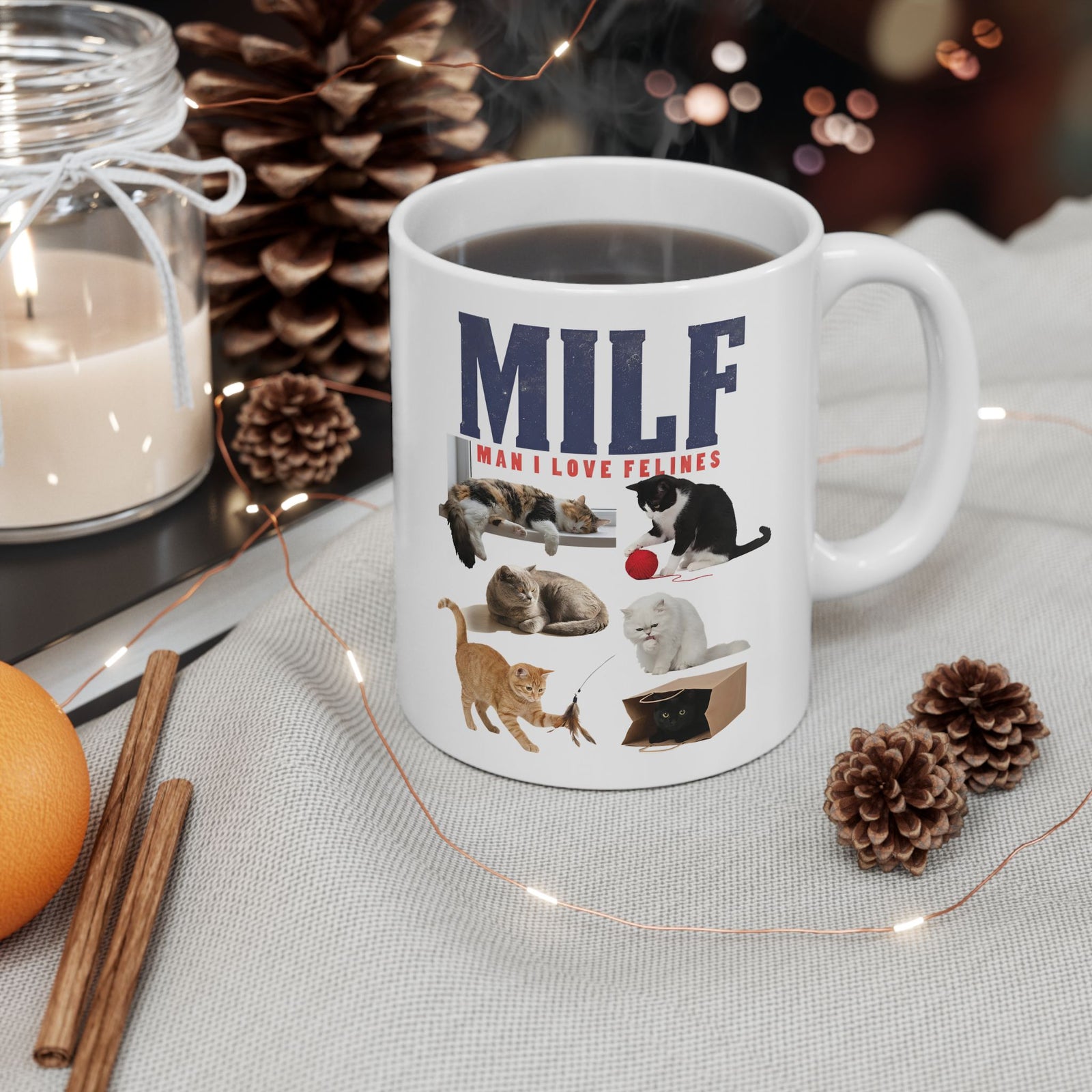 MILF 'Man I Love Felines' Ceramic Mug – Funny Cat Lover Mug