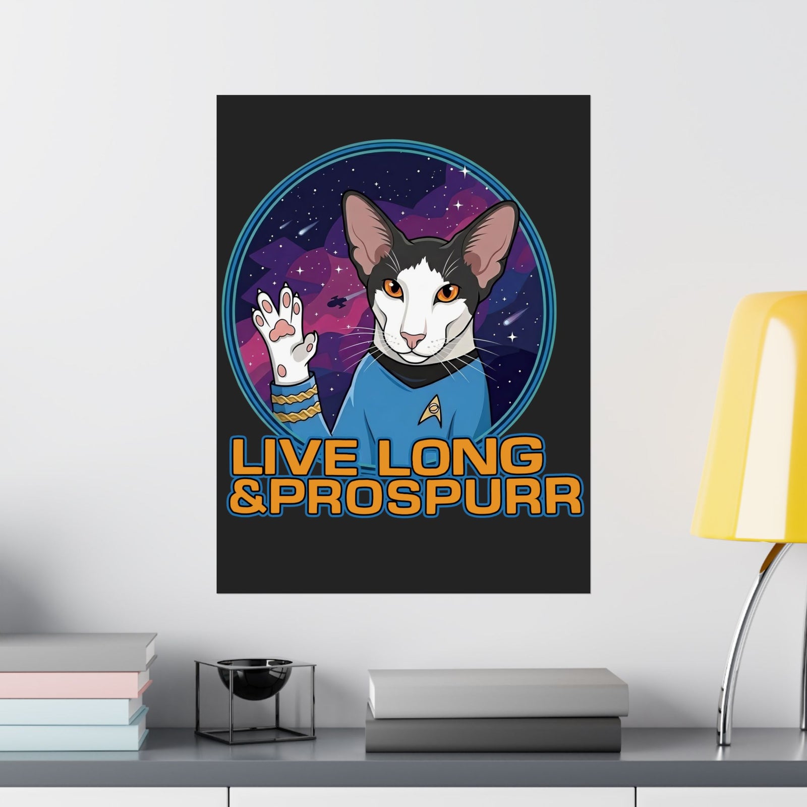 Sci‑Fi Cat 'Live Long Prospurr' Poster