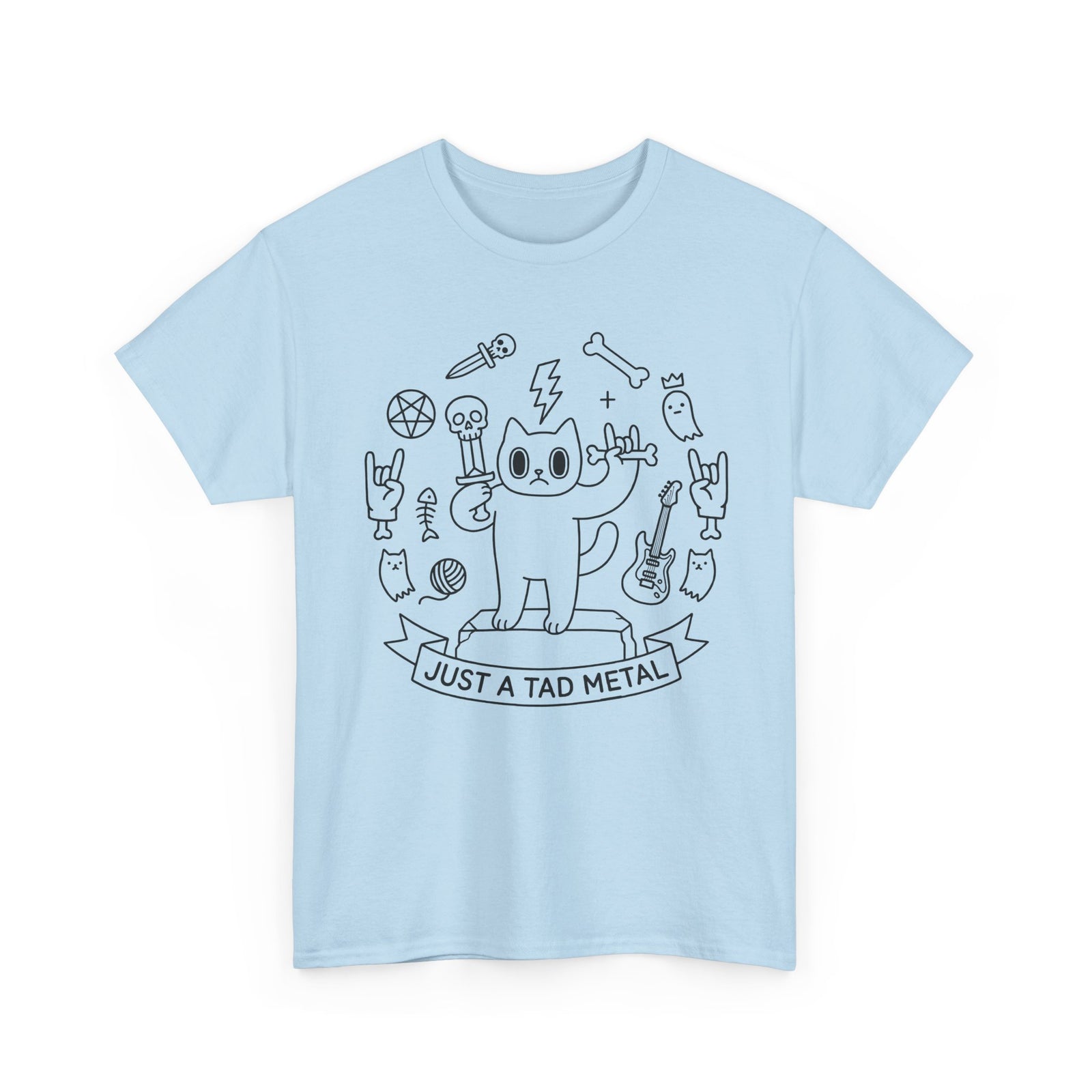 Just A Tad Metal Cat T-Shirt — Funny Heavy Metal Rocker Feline Tee