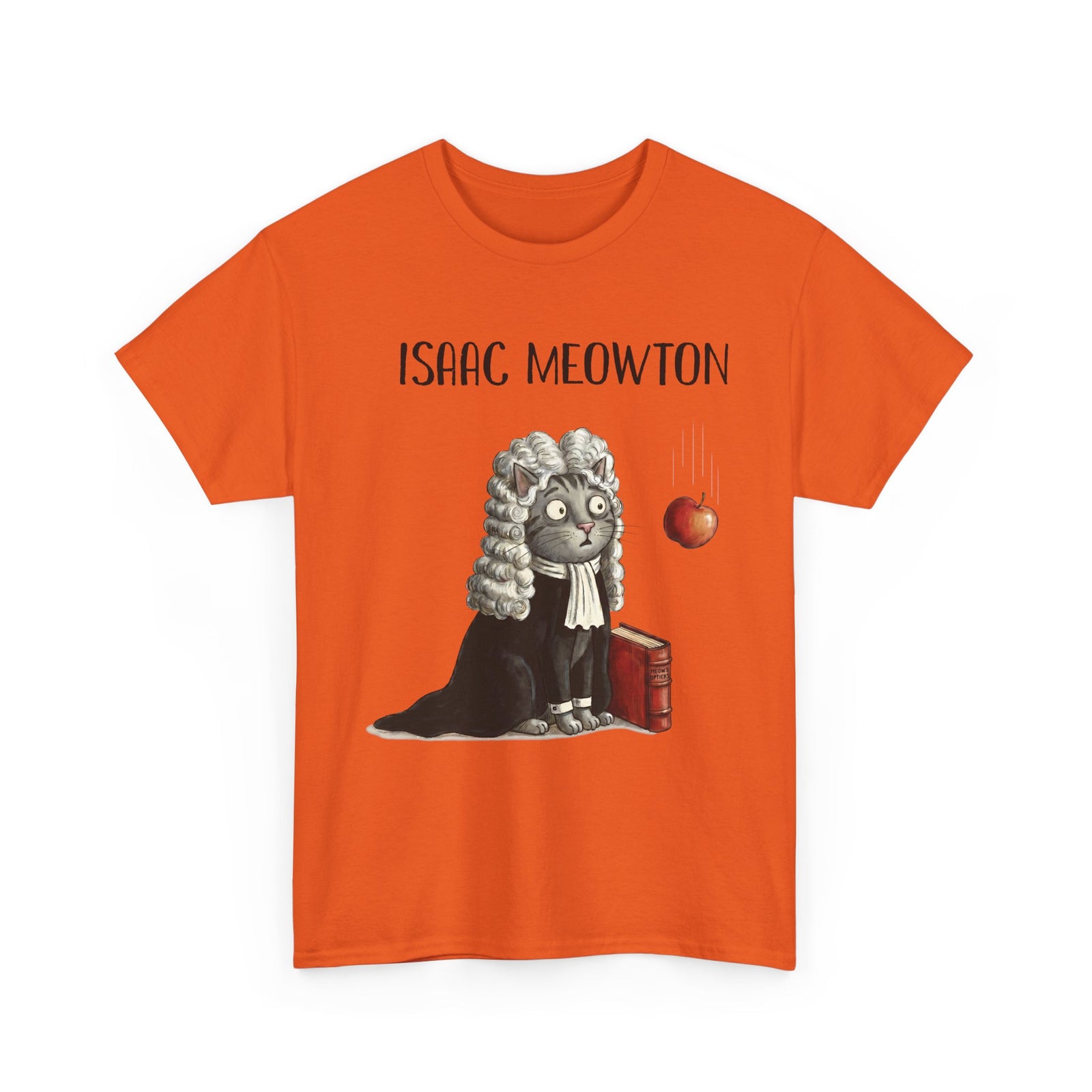 Isaac Meowton T-Shirt — Funny Science Pun Cat Gravity Graphic Tee