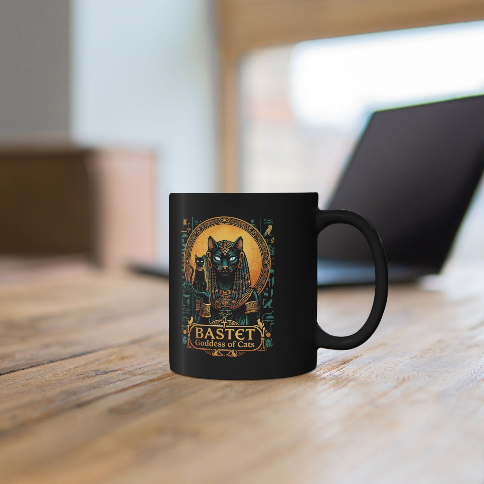 Bastet Goddess of Cats Black Mug