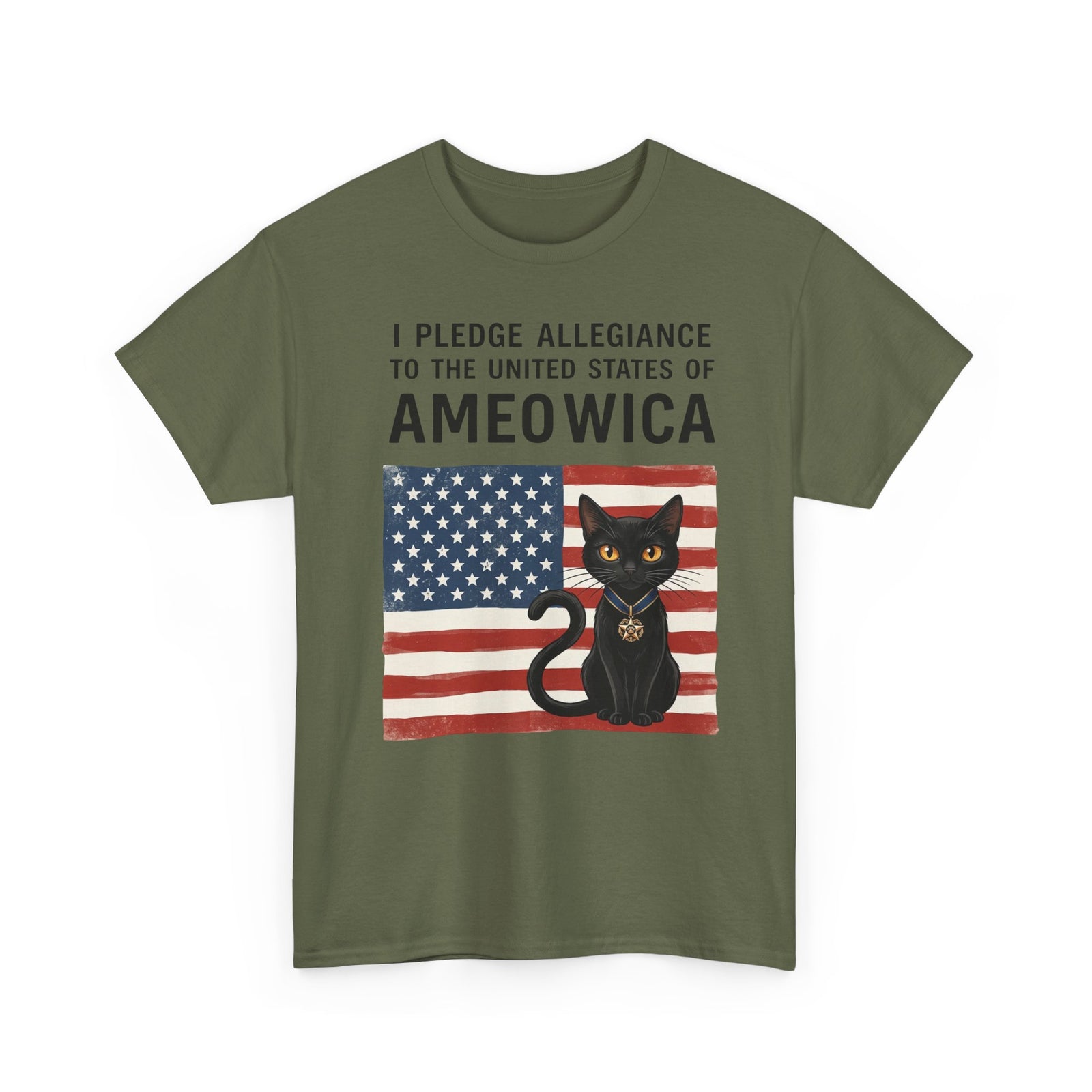 "United States of Ameowica" Funny Patriotic Black Cat T-Shirt