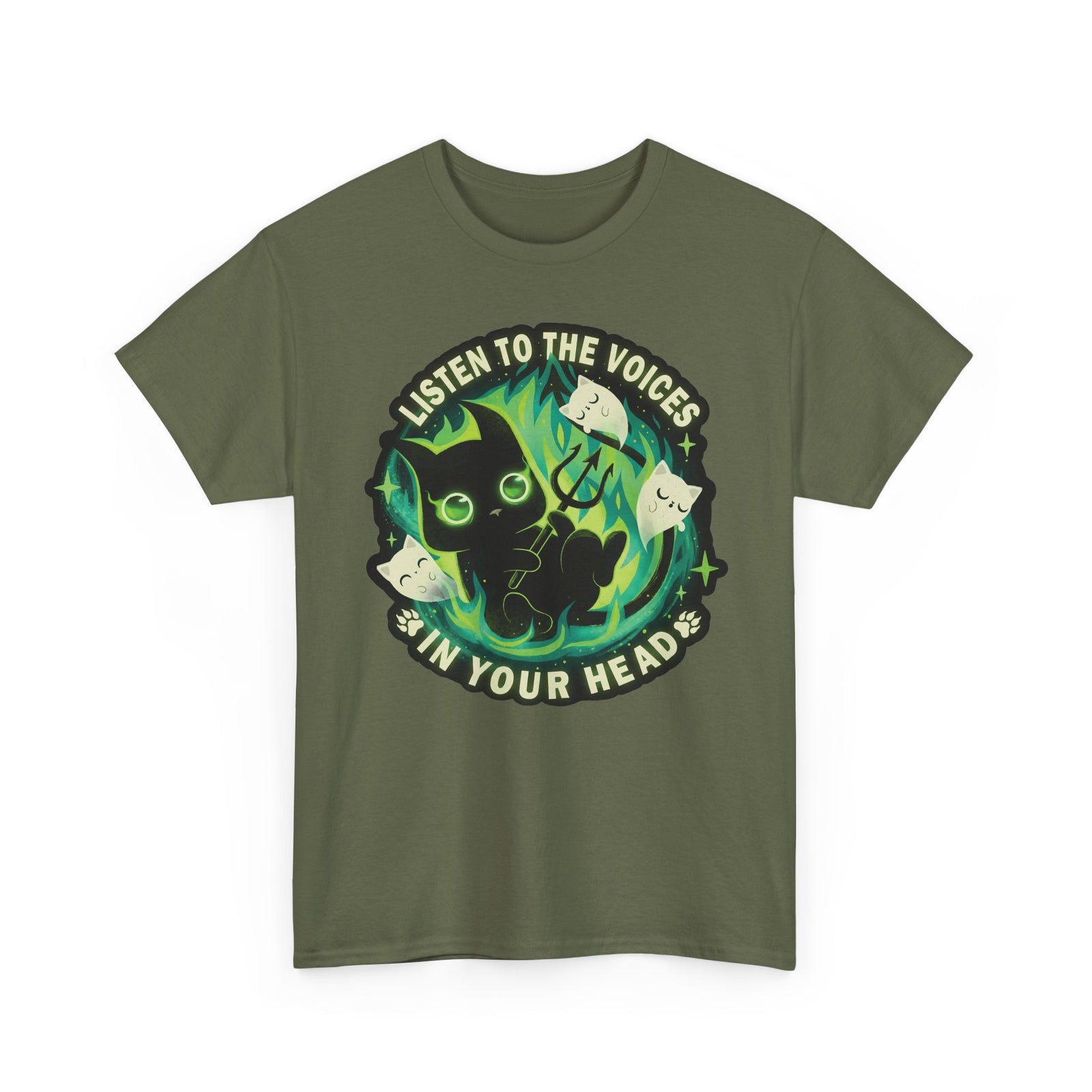 Listen To The Voices In Your Head Devil Cat — Spooky Cute Black Cat Art