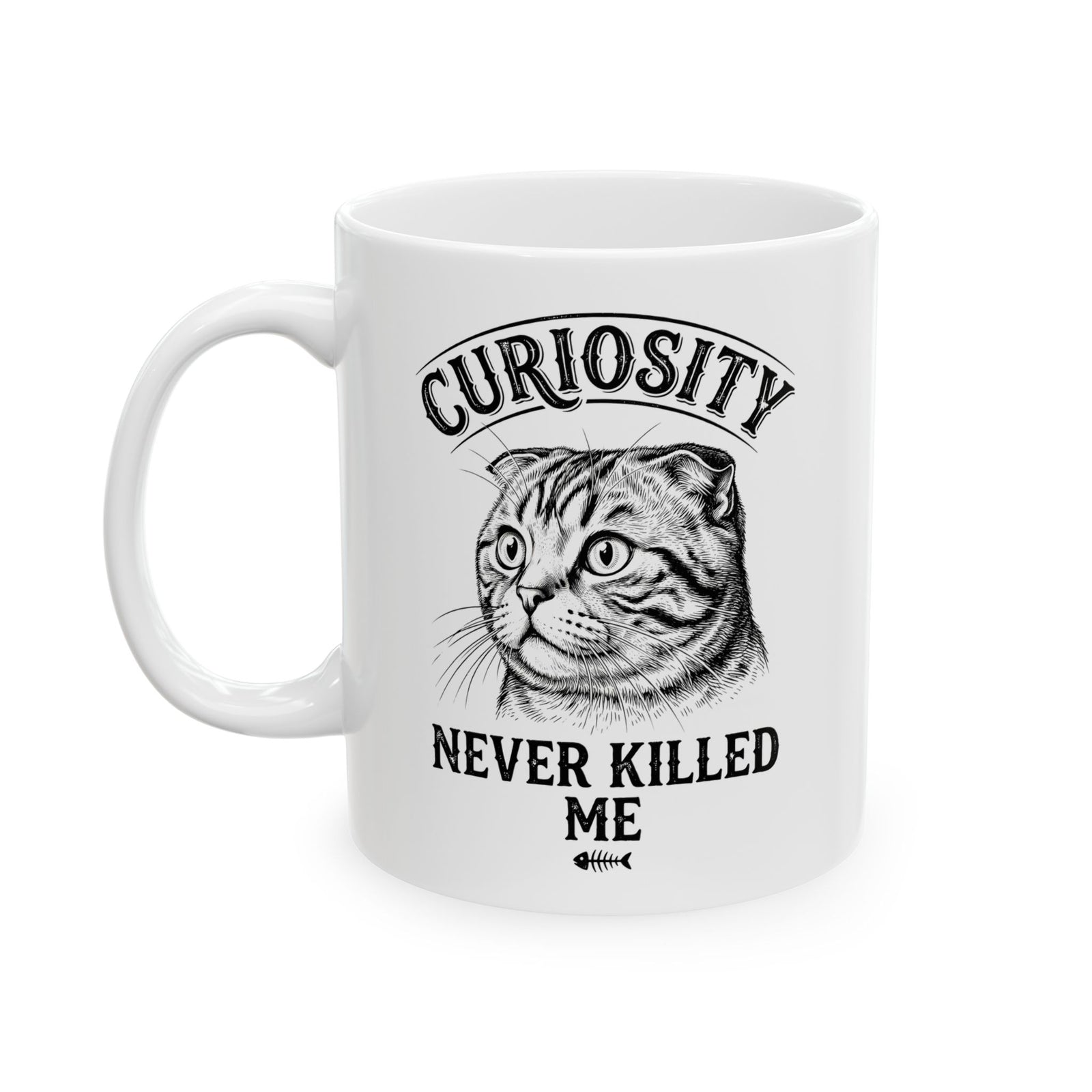 Curiosity Never Killed The Cat Ceramic Mug — Funny Cat Lover Mug