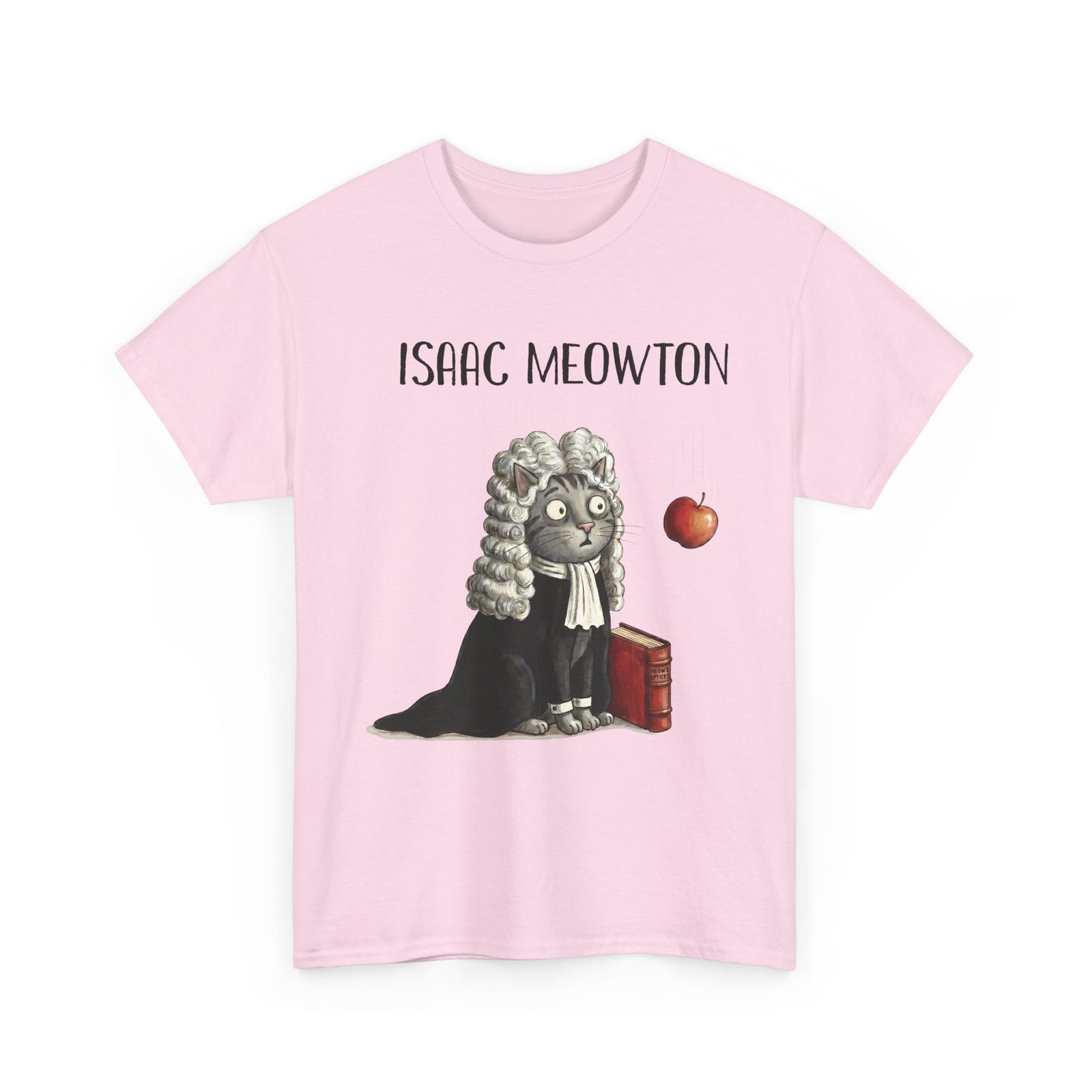 Isaac Meowton T-Shirt — Funny Science Pun Cat Gravity Graphic Tee
