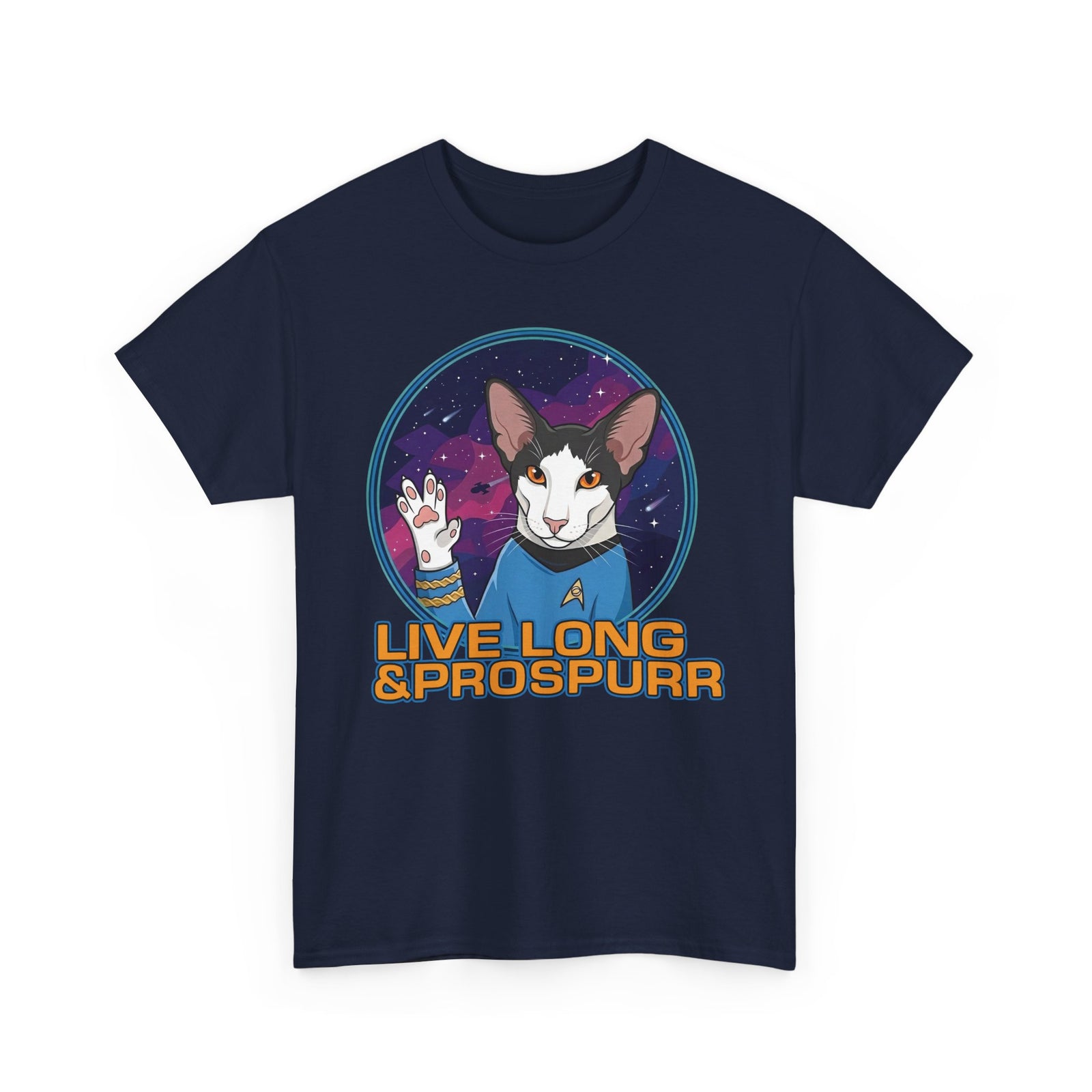 Sci‑Fi Cat 'Live Long Prospurr' T-Shirt
