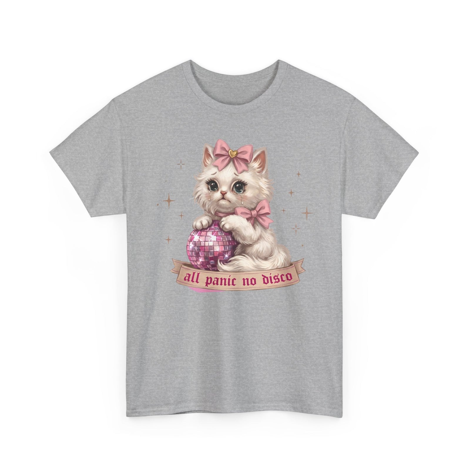 All Panic No Disco T-Shirt — Crying Kitten Pink Disco Ball Tee