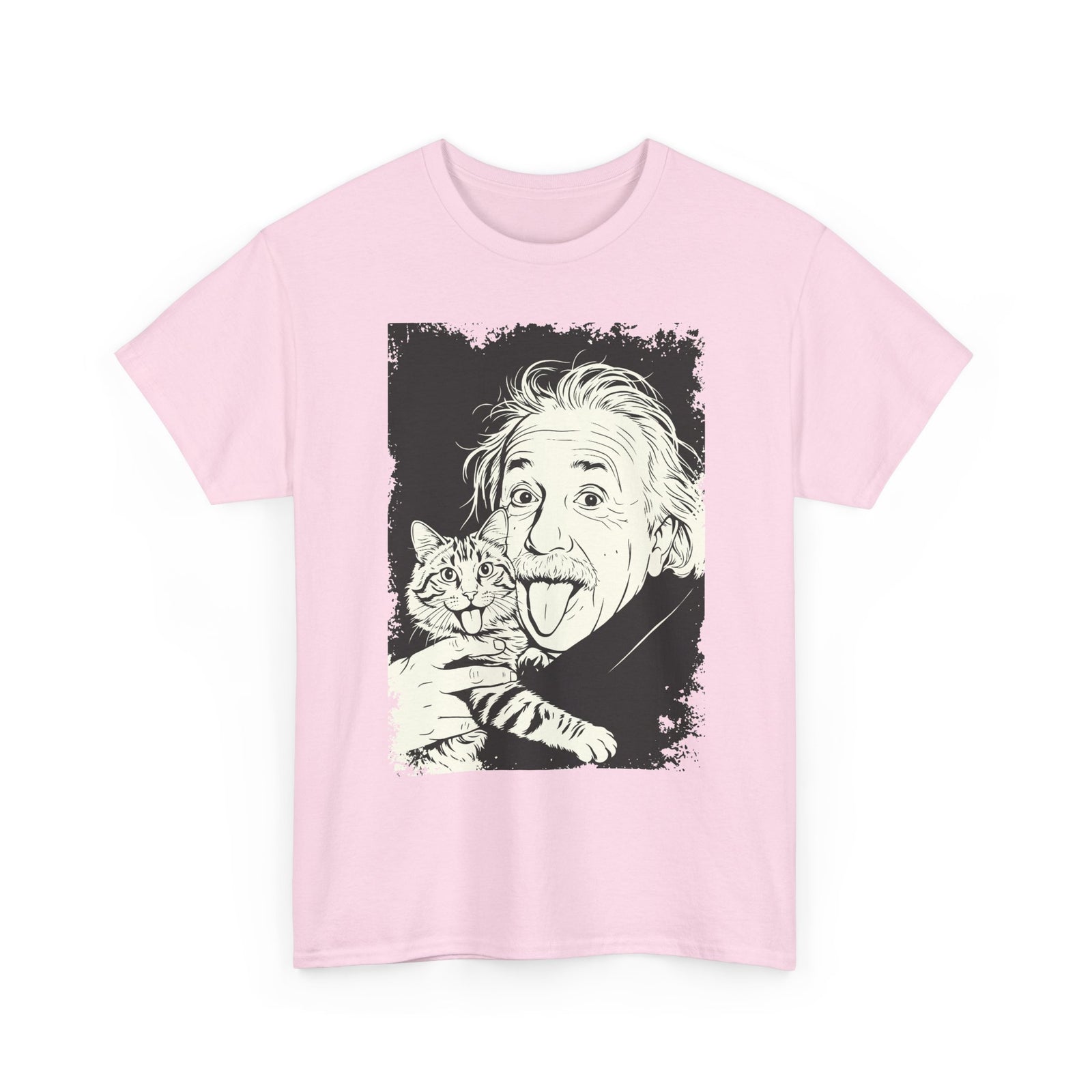 Einstein & Cat Graphic Tee — Funny Retro Science T-Shirt