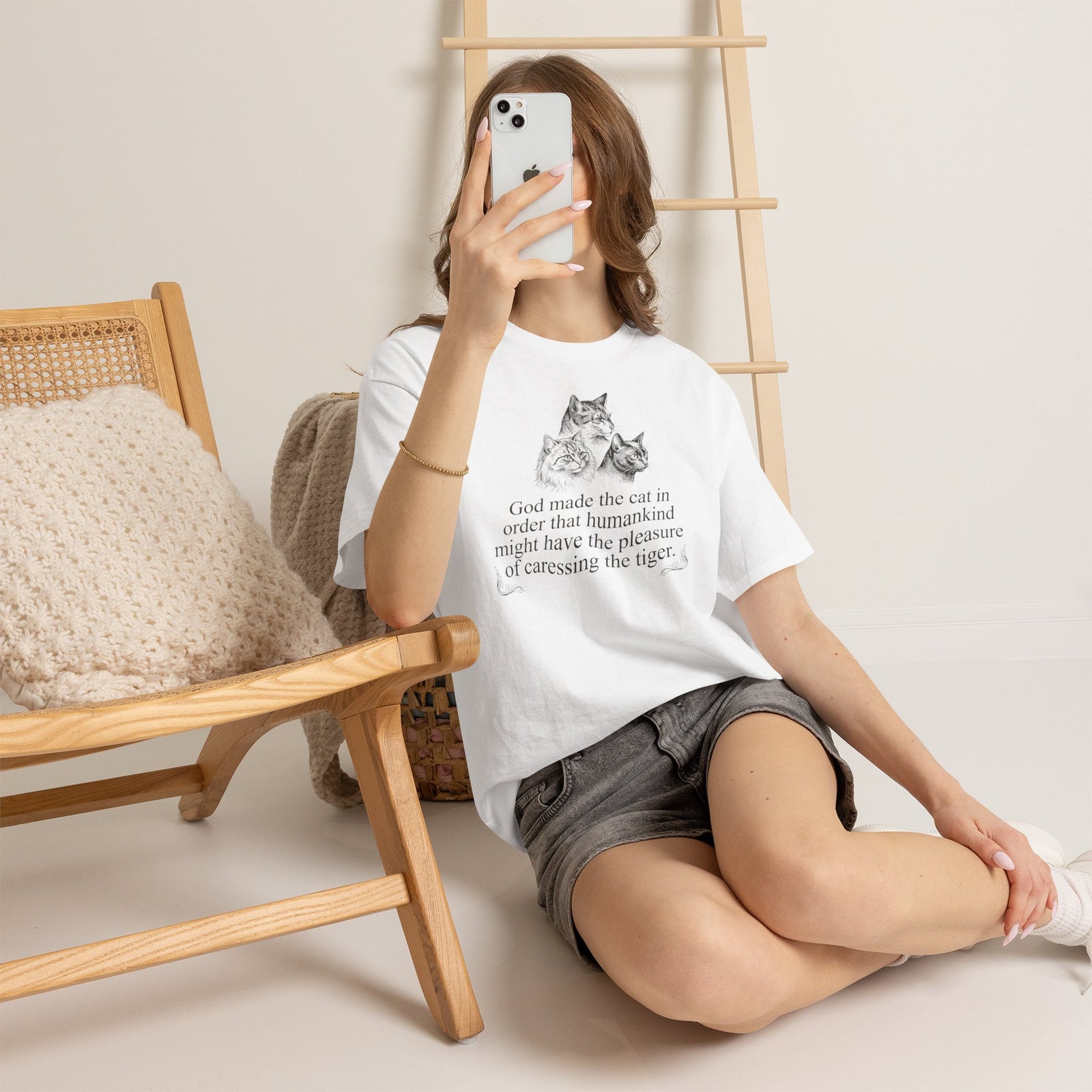 Vintage Sketch Cats with "God made the cat... Shirt
