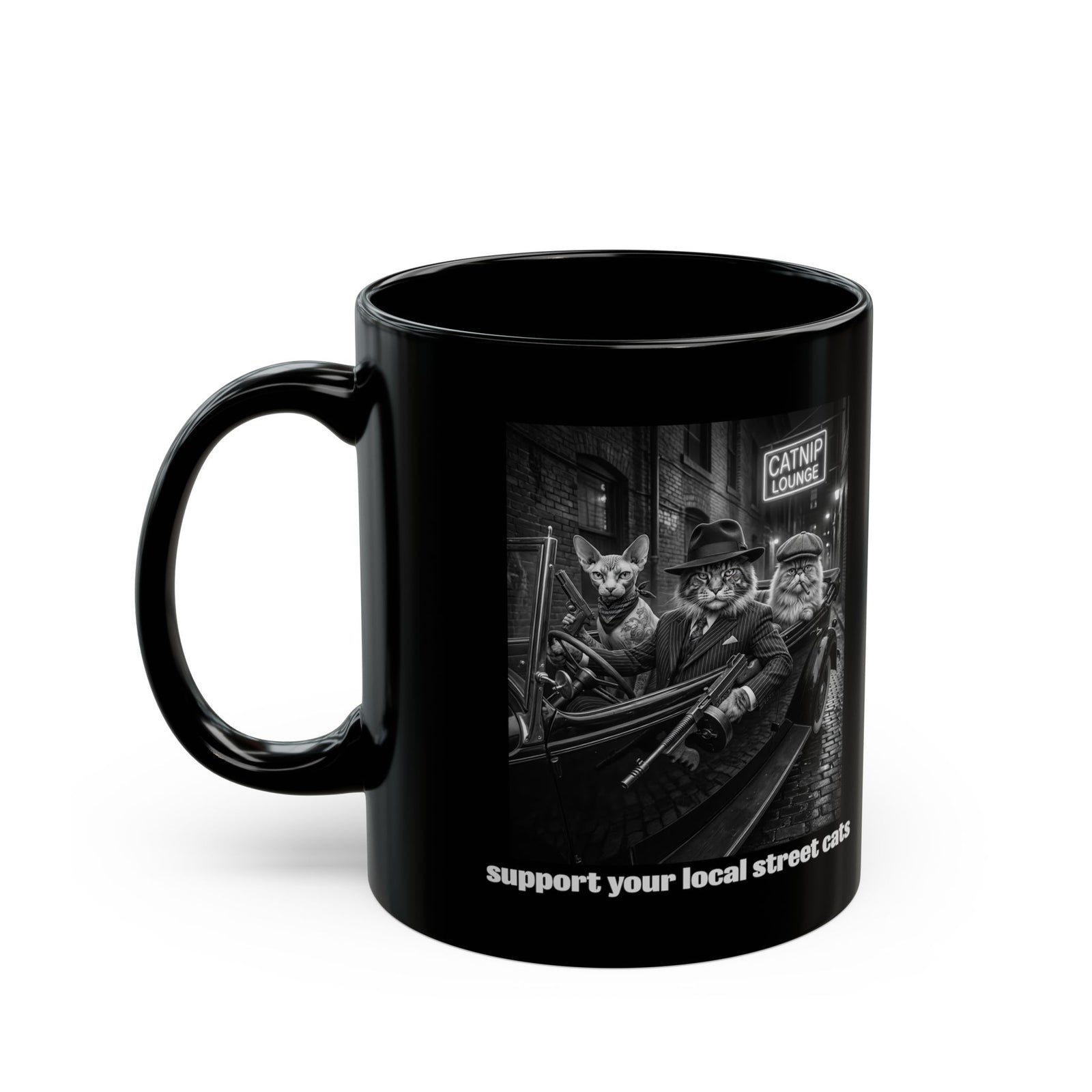 Support Your Local Street Cats T‑Mug — Retro Rescue Cat Mug
