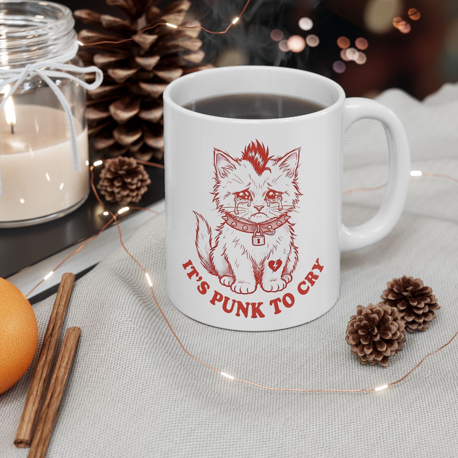It's Punk To Cry Mug — Edgy Emotional Graphic Ceramic Mug