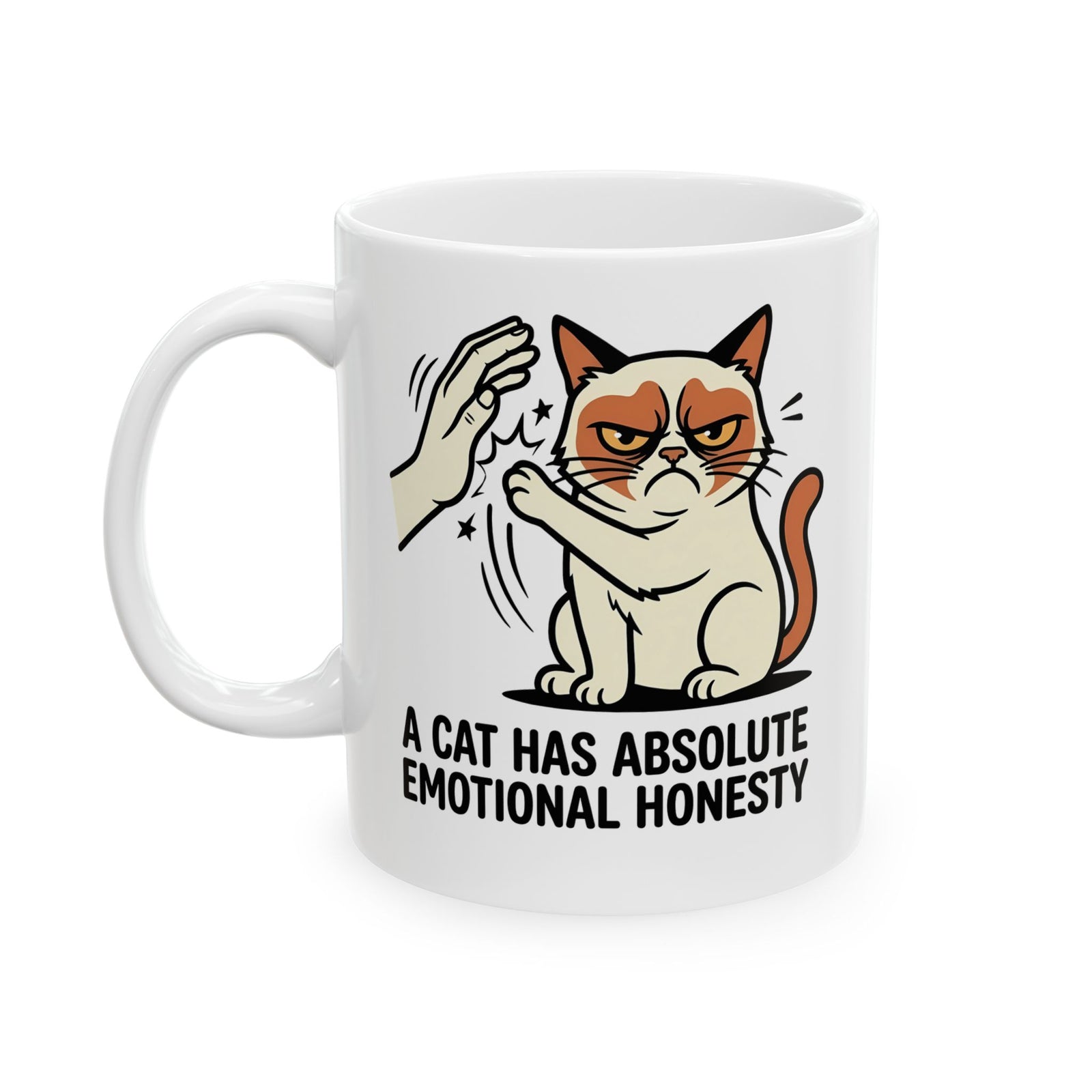 Funny Angry Cat Slap Ceramic Mug