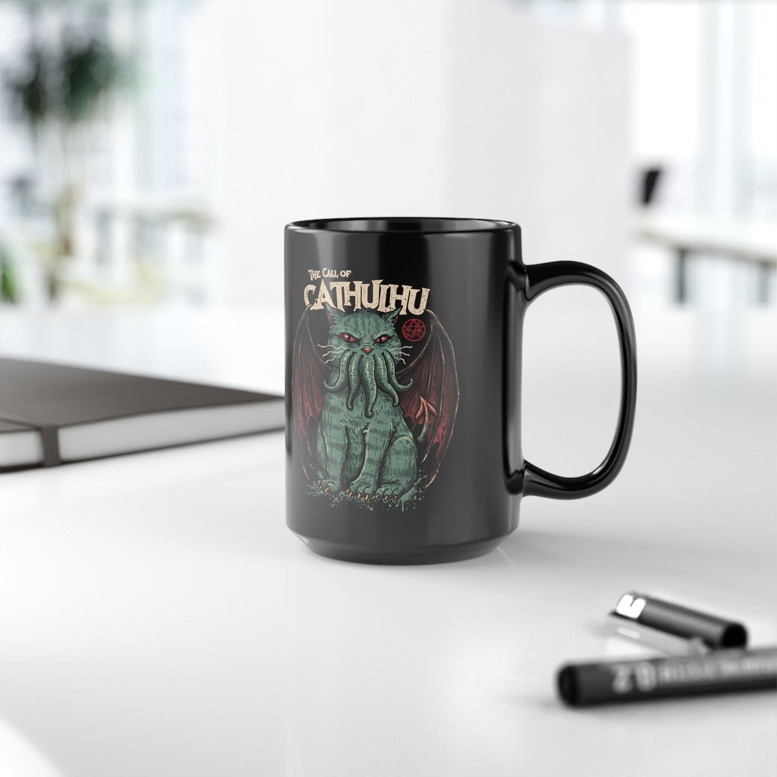 The Call of Cathulhu Black Mug — Dark Gothic Creepy Cute Drinkware