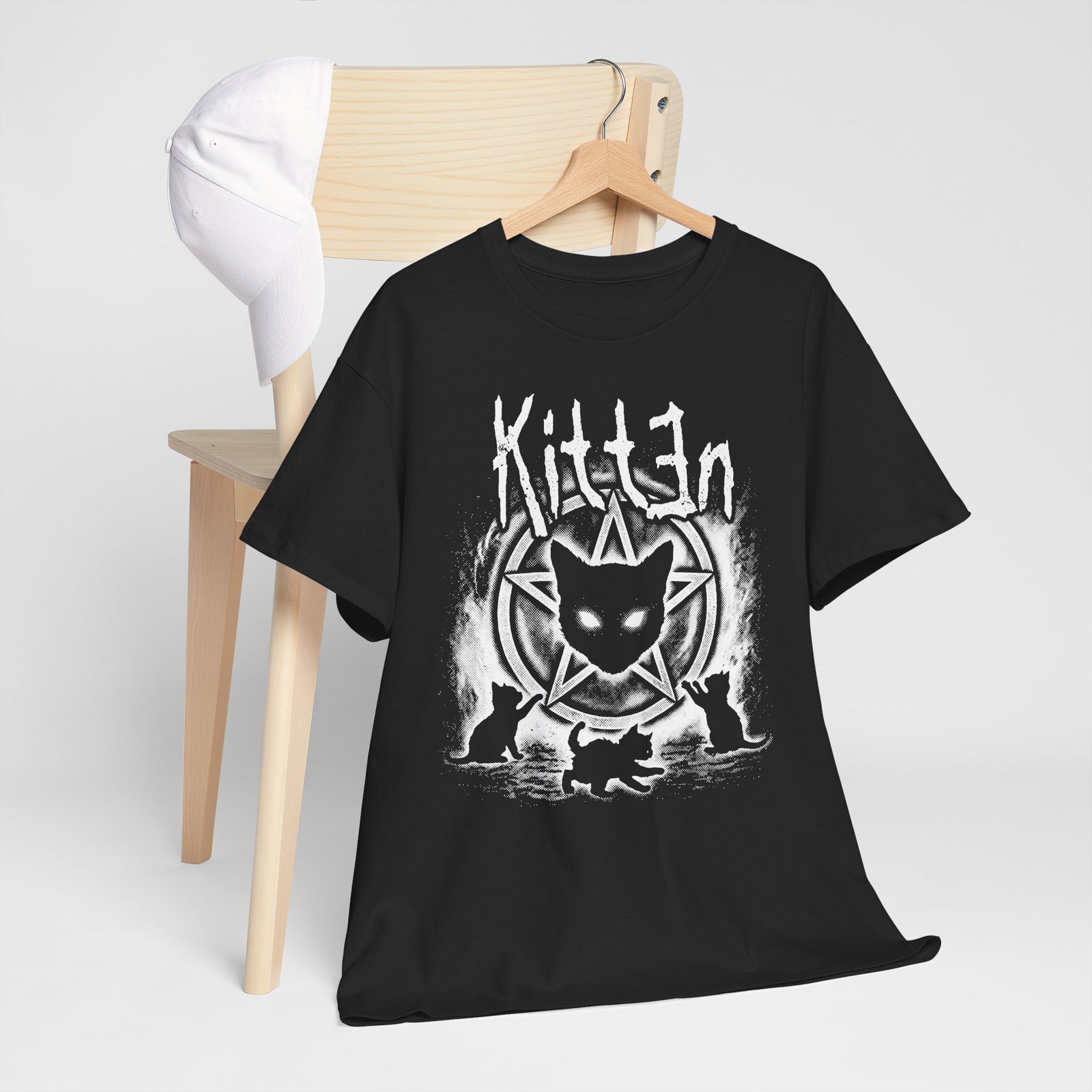 Cat Sin T-Shirt — Gothic Black Cat Pentagram Tee