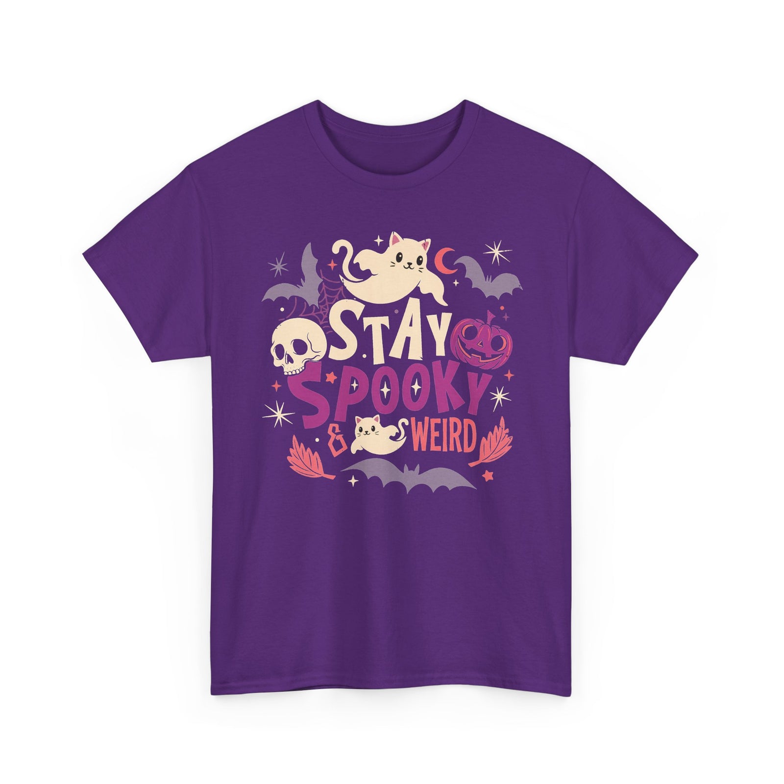 Stay Spooky & Weird Ghost Cat Shirt — Cute Pastel Goth Halloween T-Shirt