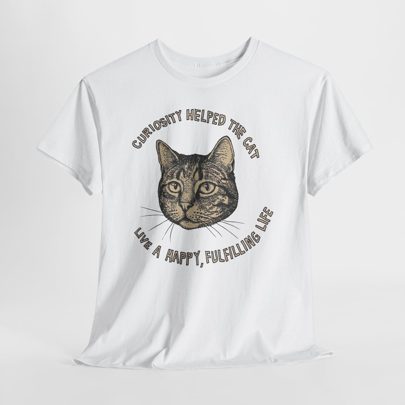 Curiosity Helped The Cat T-Shirt — Funny Cat Lover Tee
