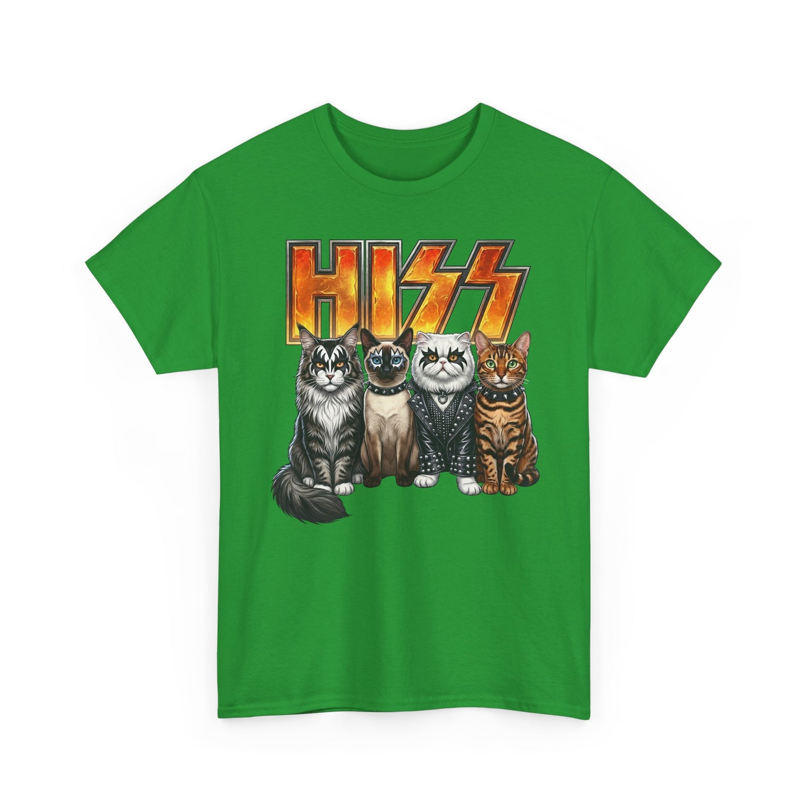 Heavy Metal Cat Hiss T-Shirt — Retro Rock Cat Graphic Tee