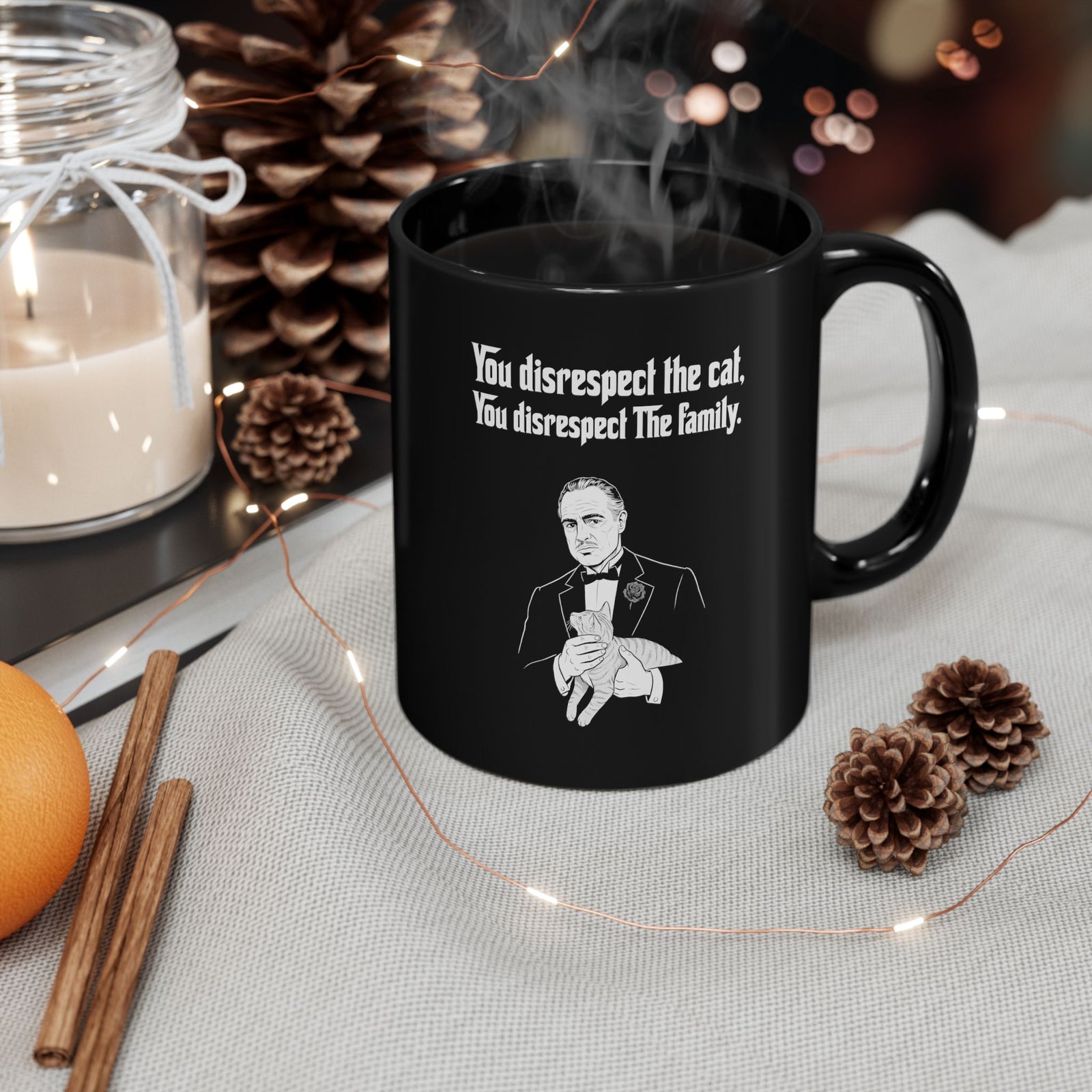 Cat Lovers Mug — "You Disrespect the Cat, You Disrespect the Family"