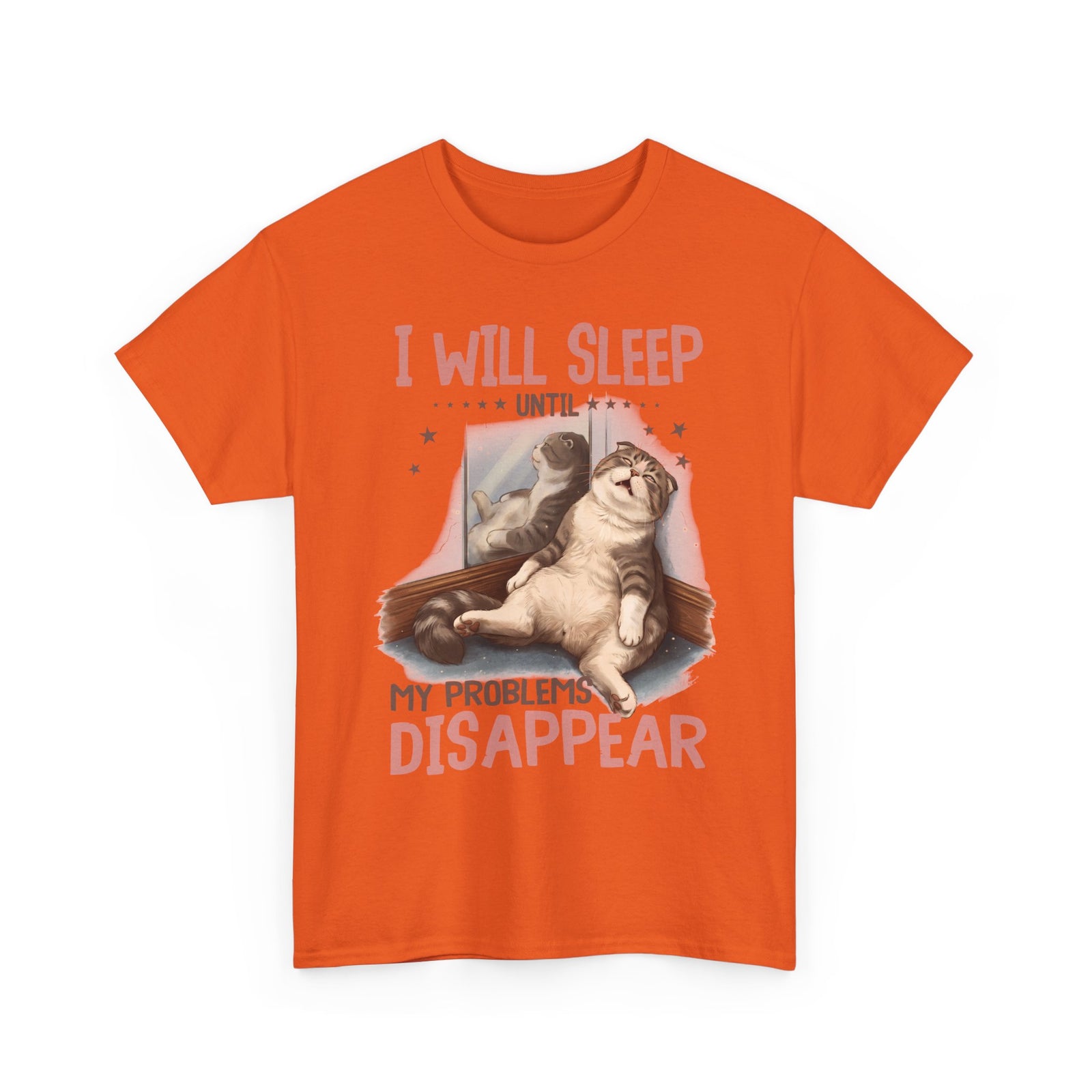 I Will Sleep Until My Problems Disappear T-Shirt — Funny Lazy Cat Graphic Tee