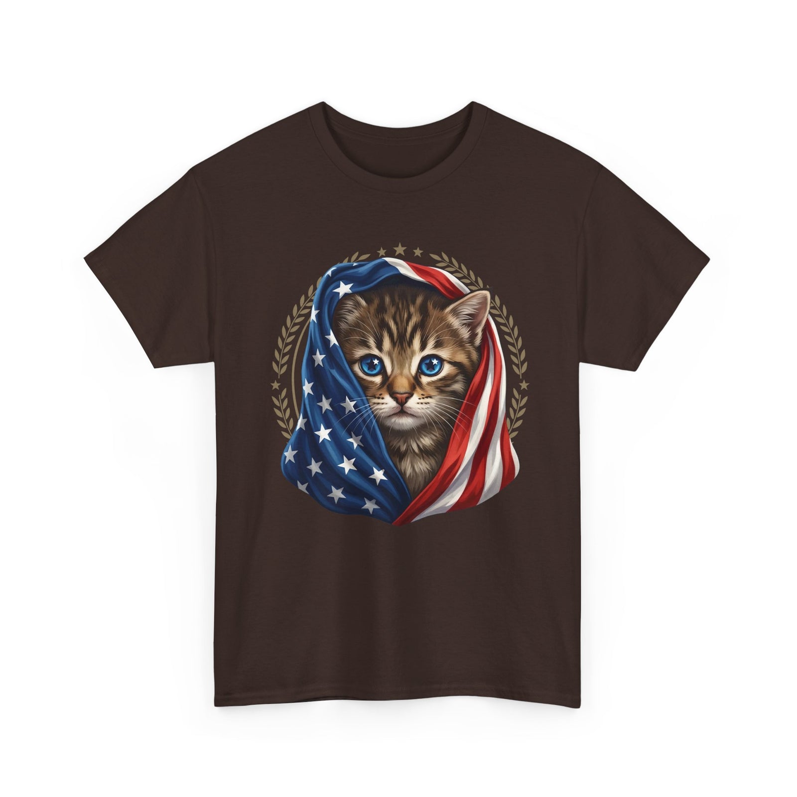 Patriotic American Flag Cat T-Shirt Cute Kitten USA Pride