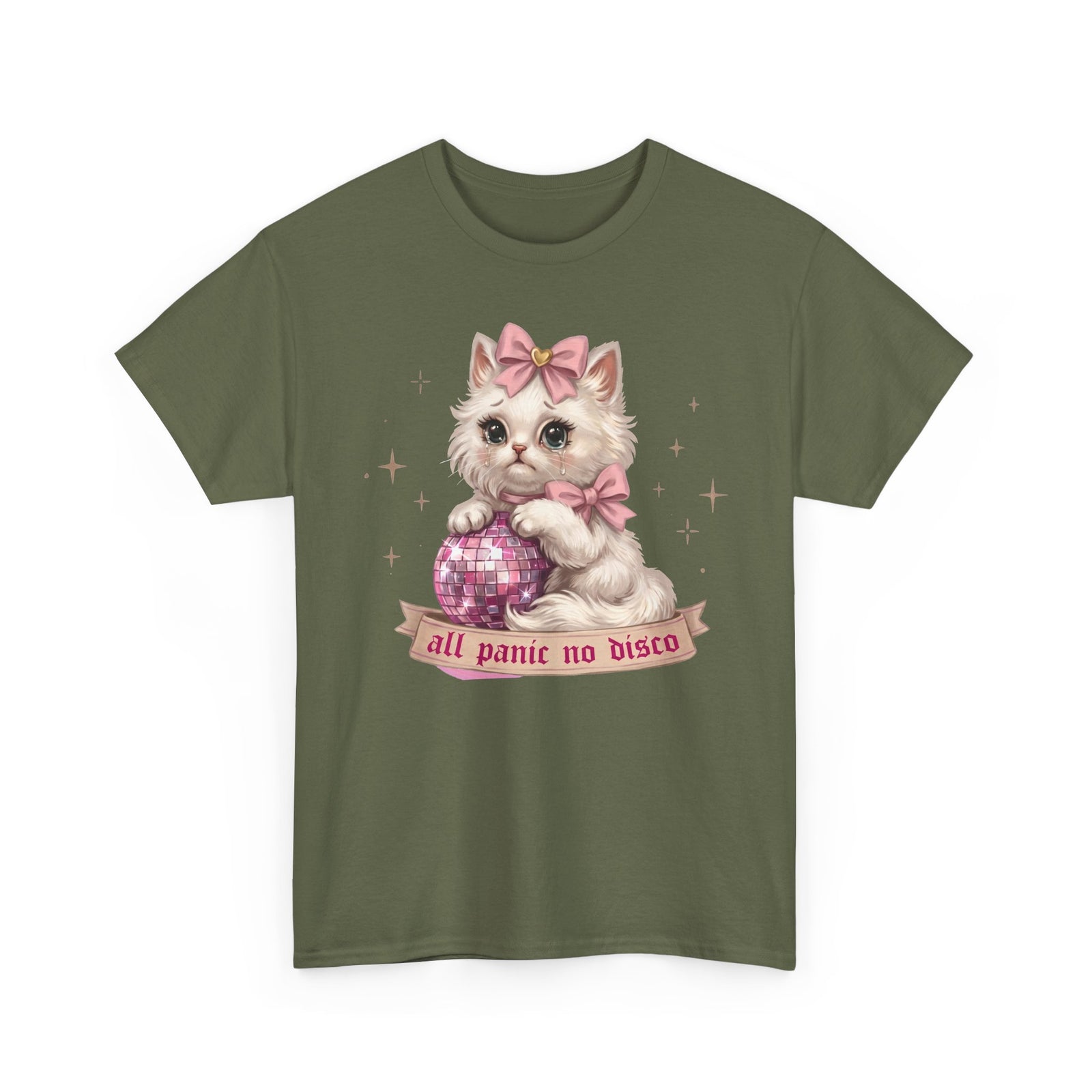 All Panic No Disco T-Shirt — Crying Kitten Pink Disco Ball Tee