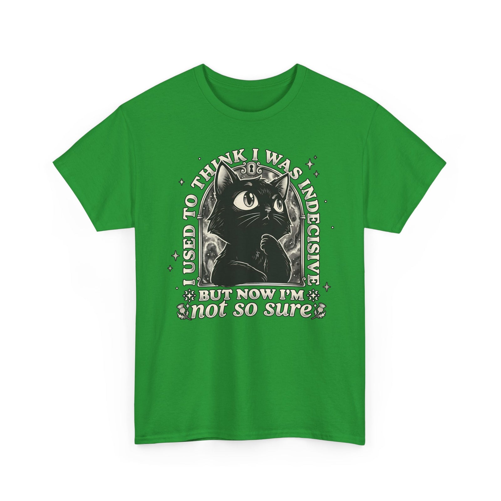 Funny Black Cat T-Shirt — "Used to Think I Was Indecisive. Now I'm Not Too Sure"