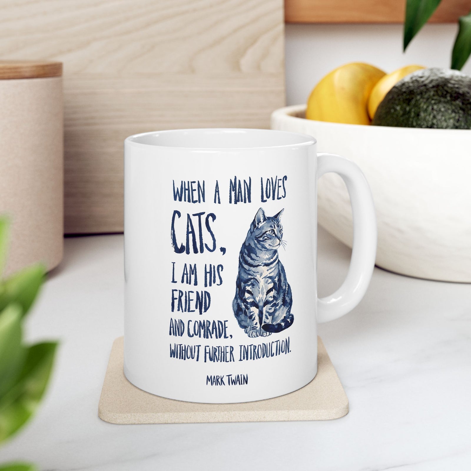 "When a Man Loves Cats" Graphic Mug — Funny Cat Lover Ceramic Mug