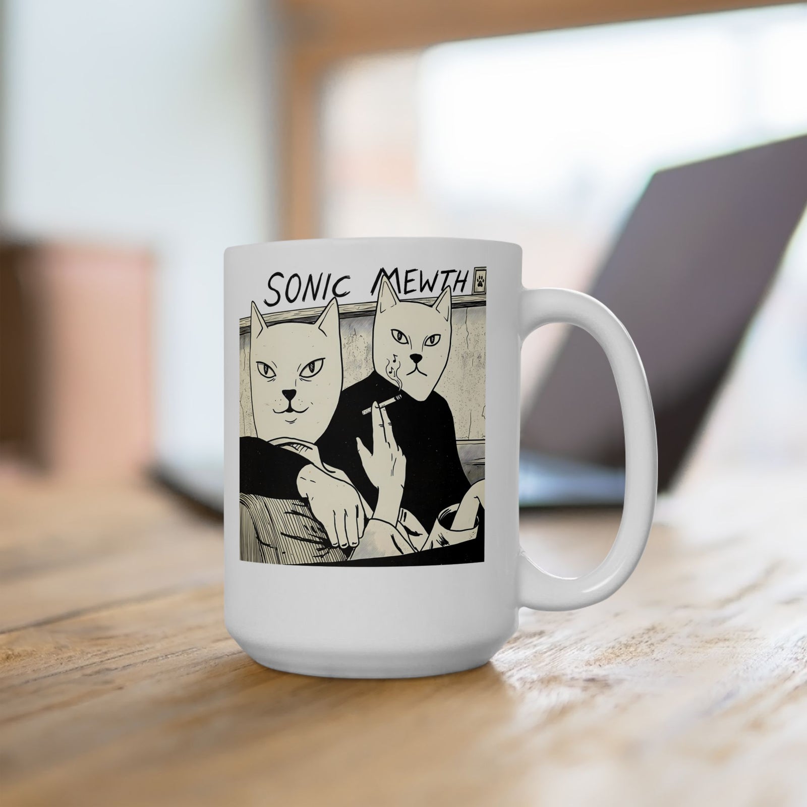 Funny Cat Parody Ceramic Mug — Cute Satirical Cat Mug