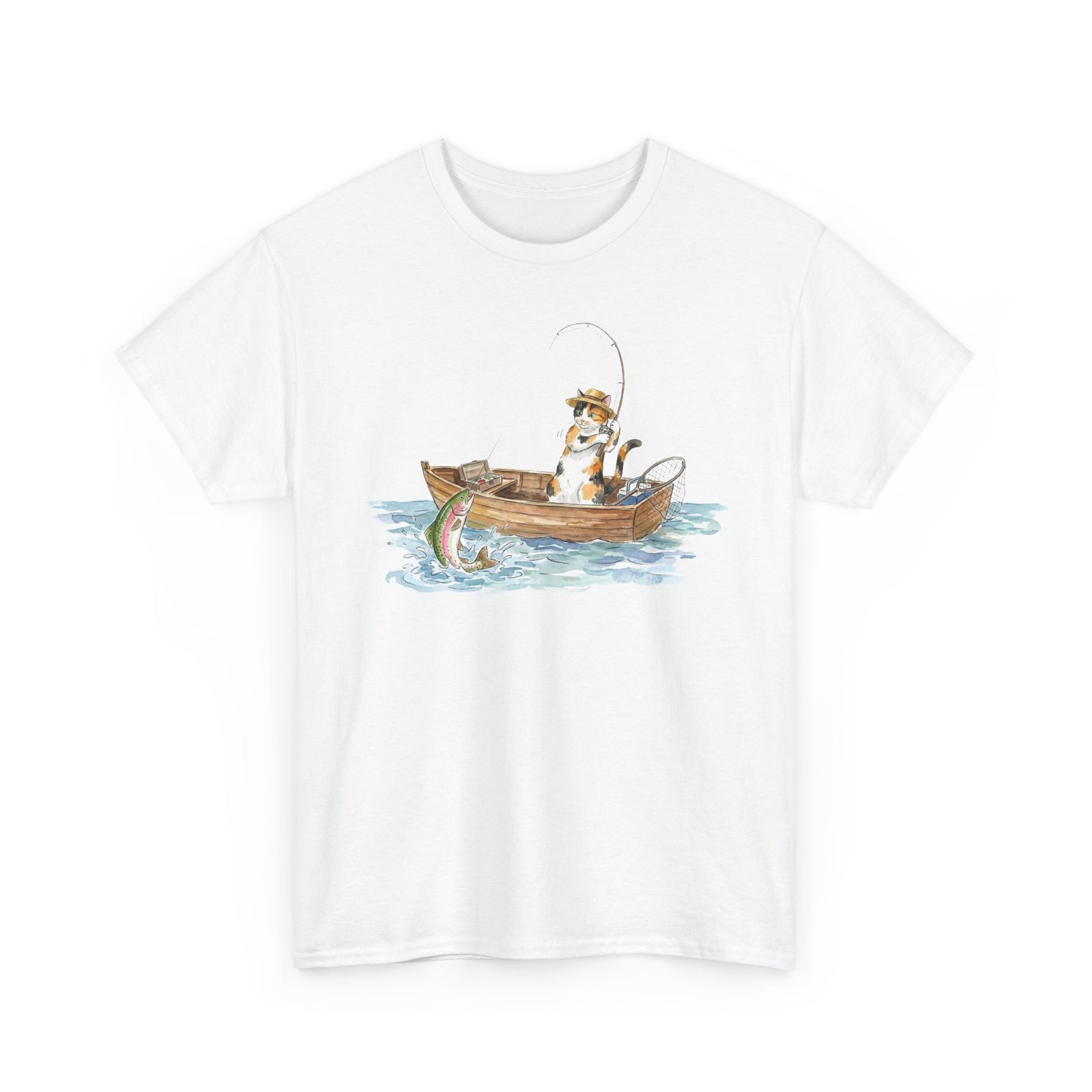 Cat Fishing T-Shirt — Funny Fishing Cat Graphic Tee