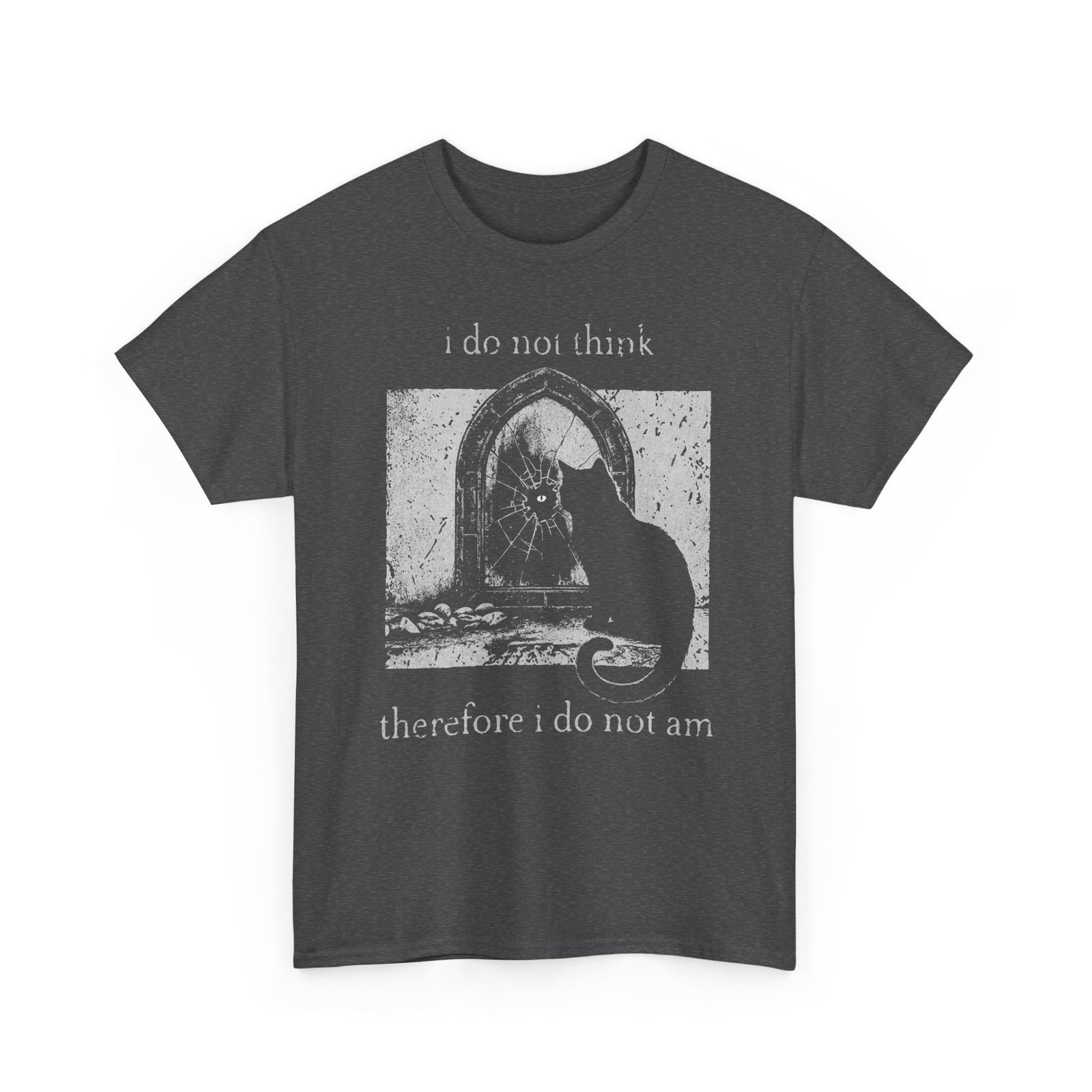 Vintage Black Cat T-Shirt — "I Do Not Think Therefore I Do Not Am"