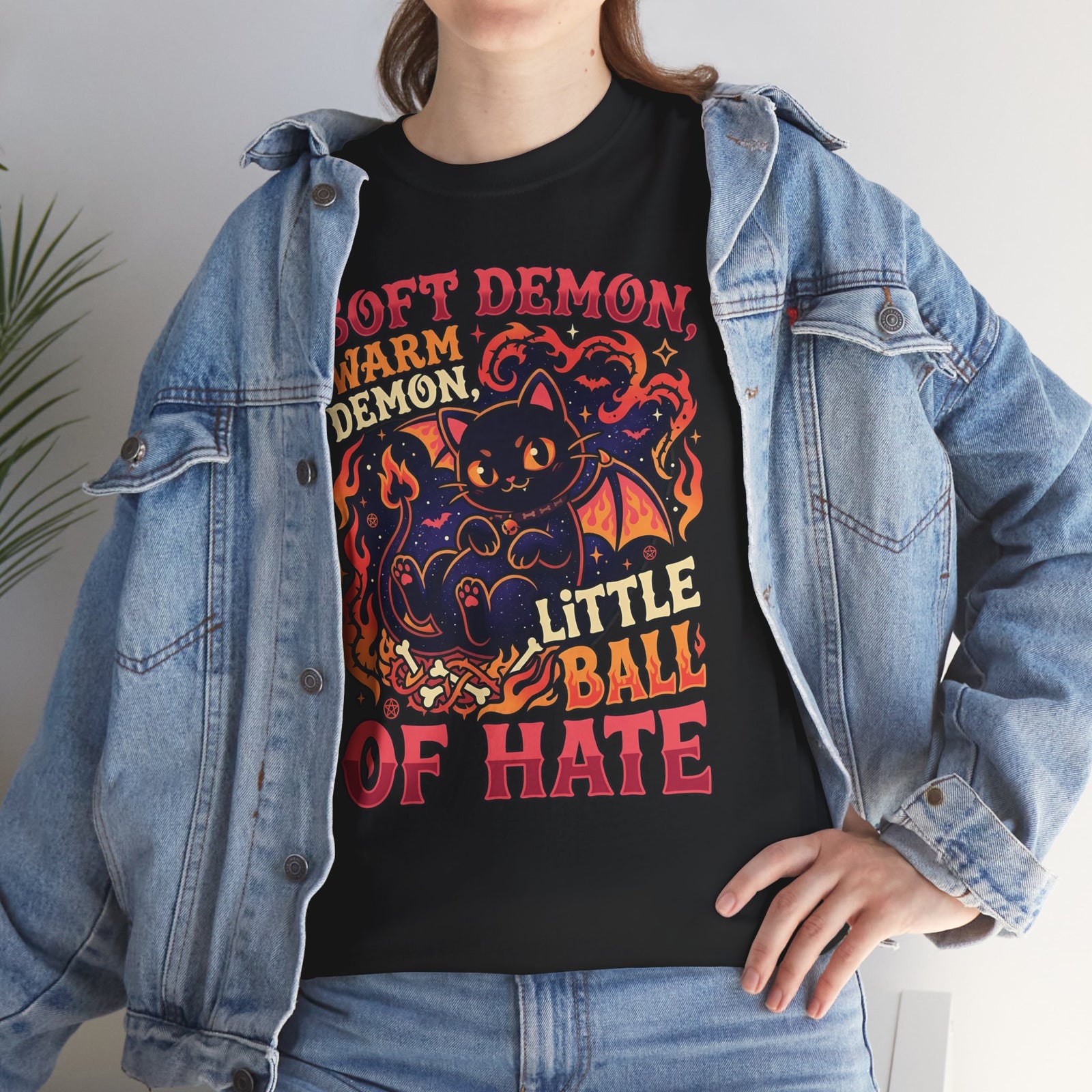 Soft Demon Cat T-Shirt — "Little Ball of Hate" Cute Demon Kitty Tee